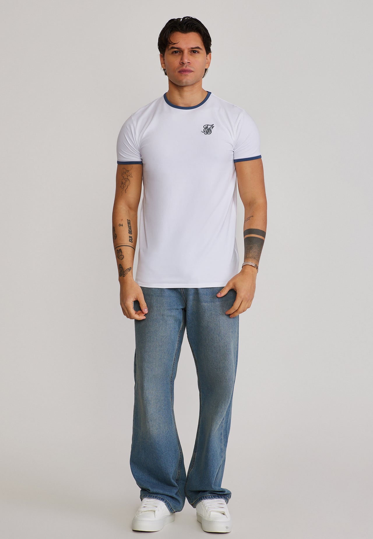 White and Blue Ringer T-Shirt (2)