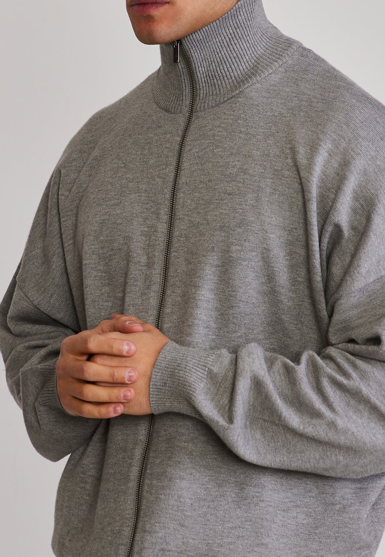 Grey Marl Knitted Cardigan (1)