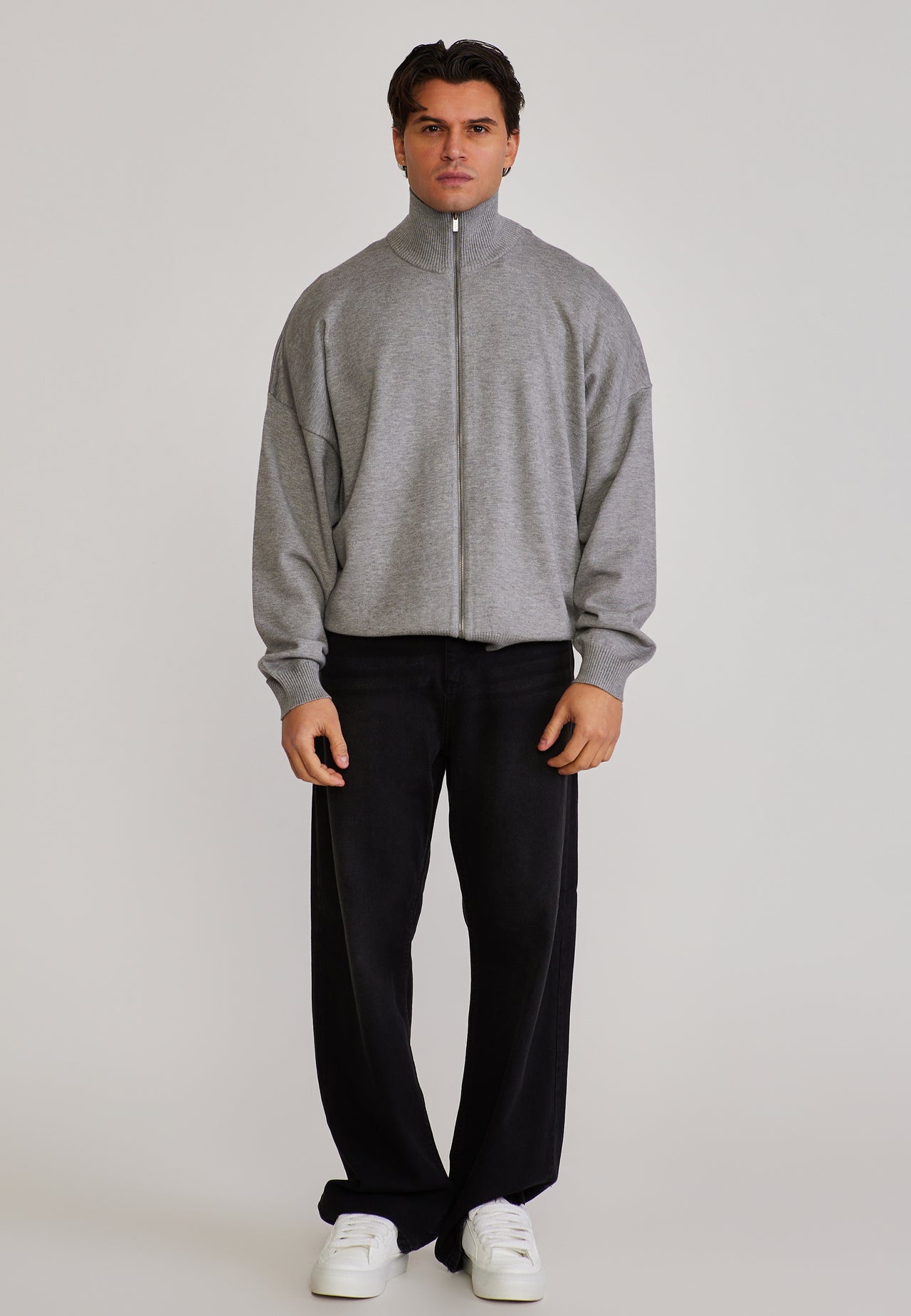 Grey Marl Knitted Cardigan (2)