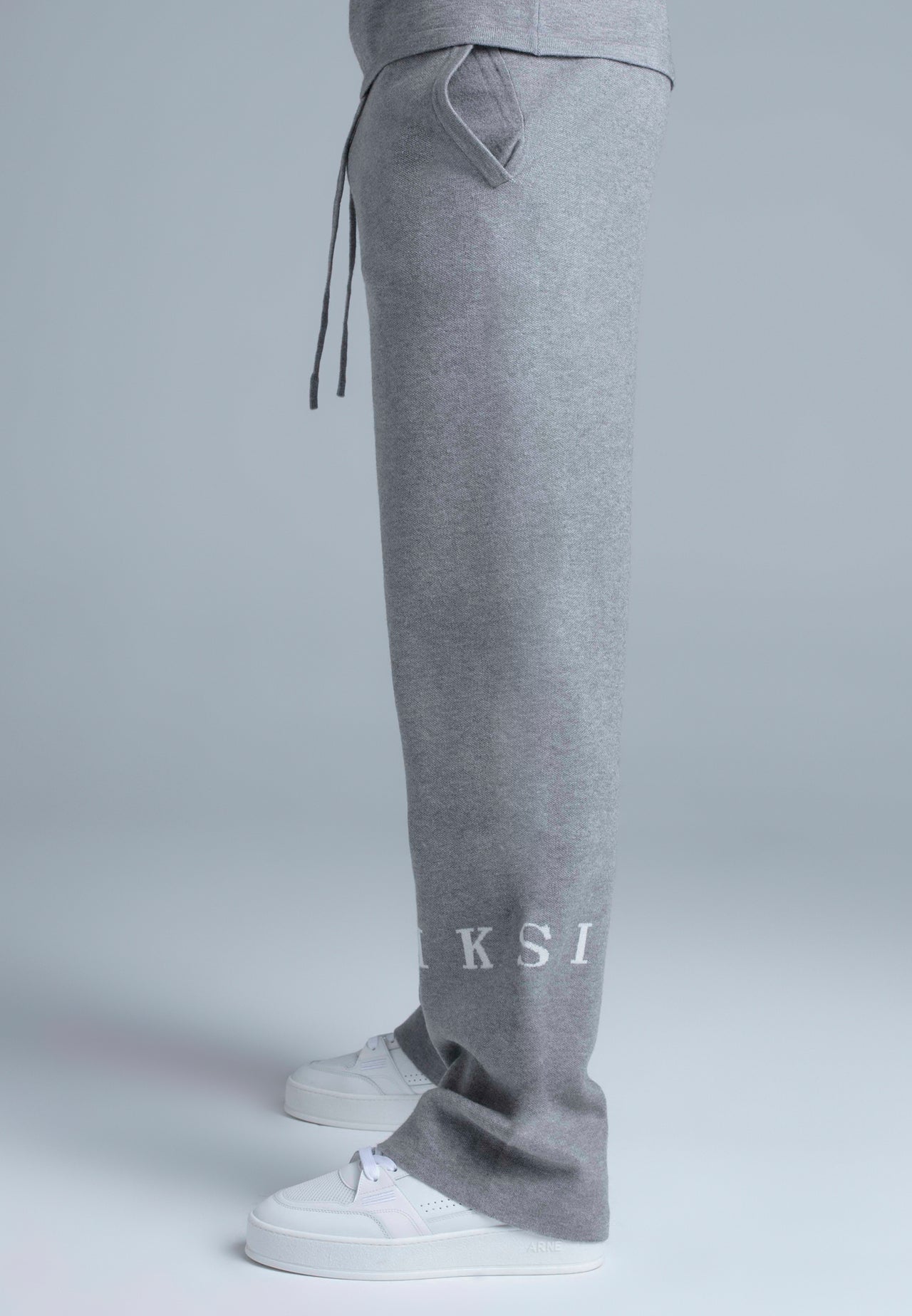 Grey Marl Knitted Track Pants (1)