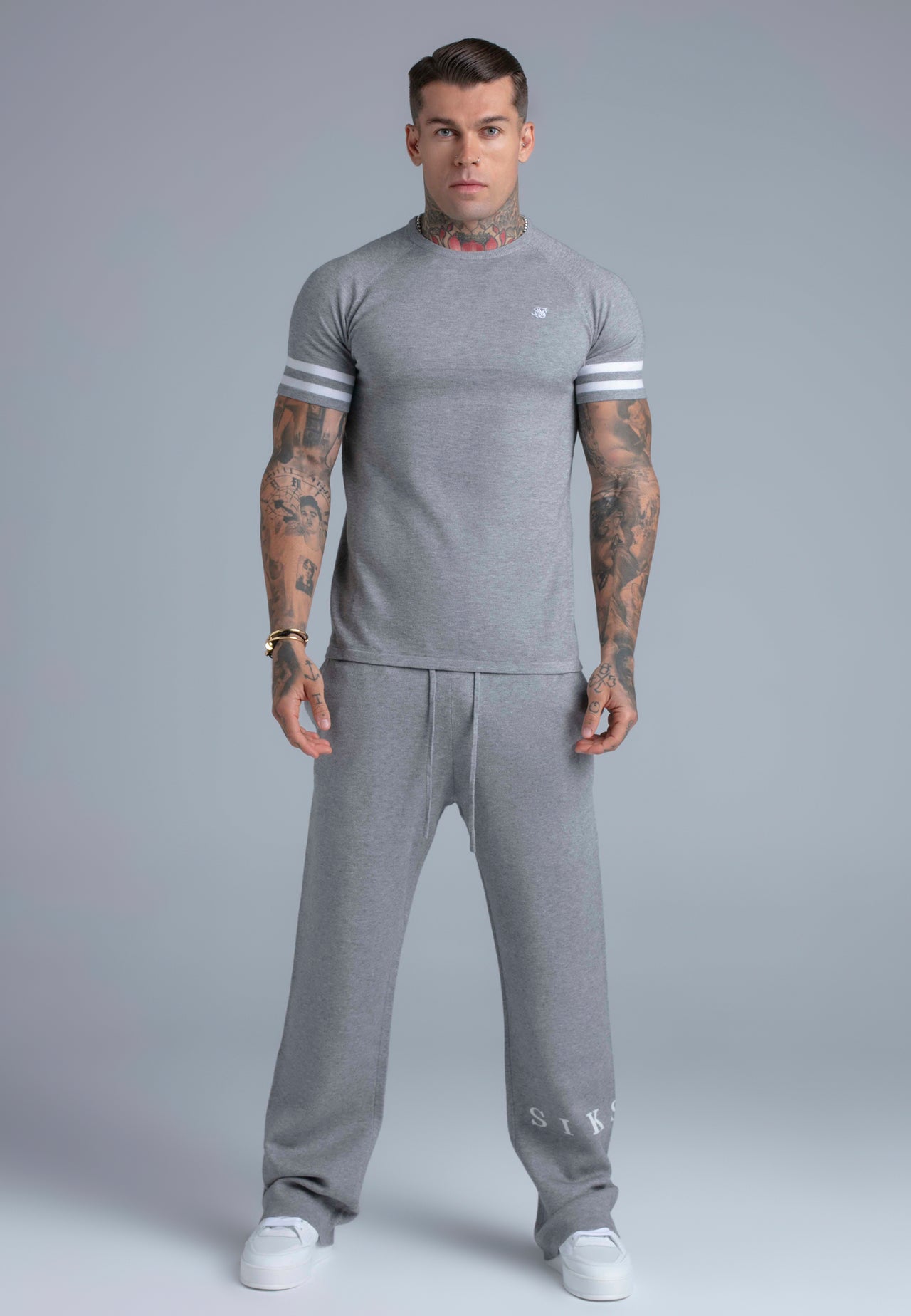 Grey Marl Knitted Track Pants (2)