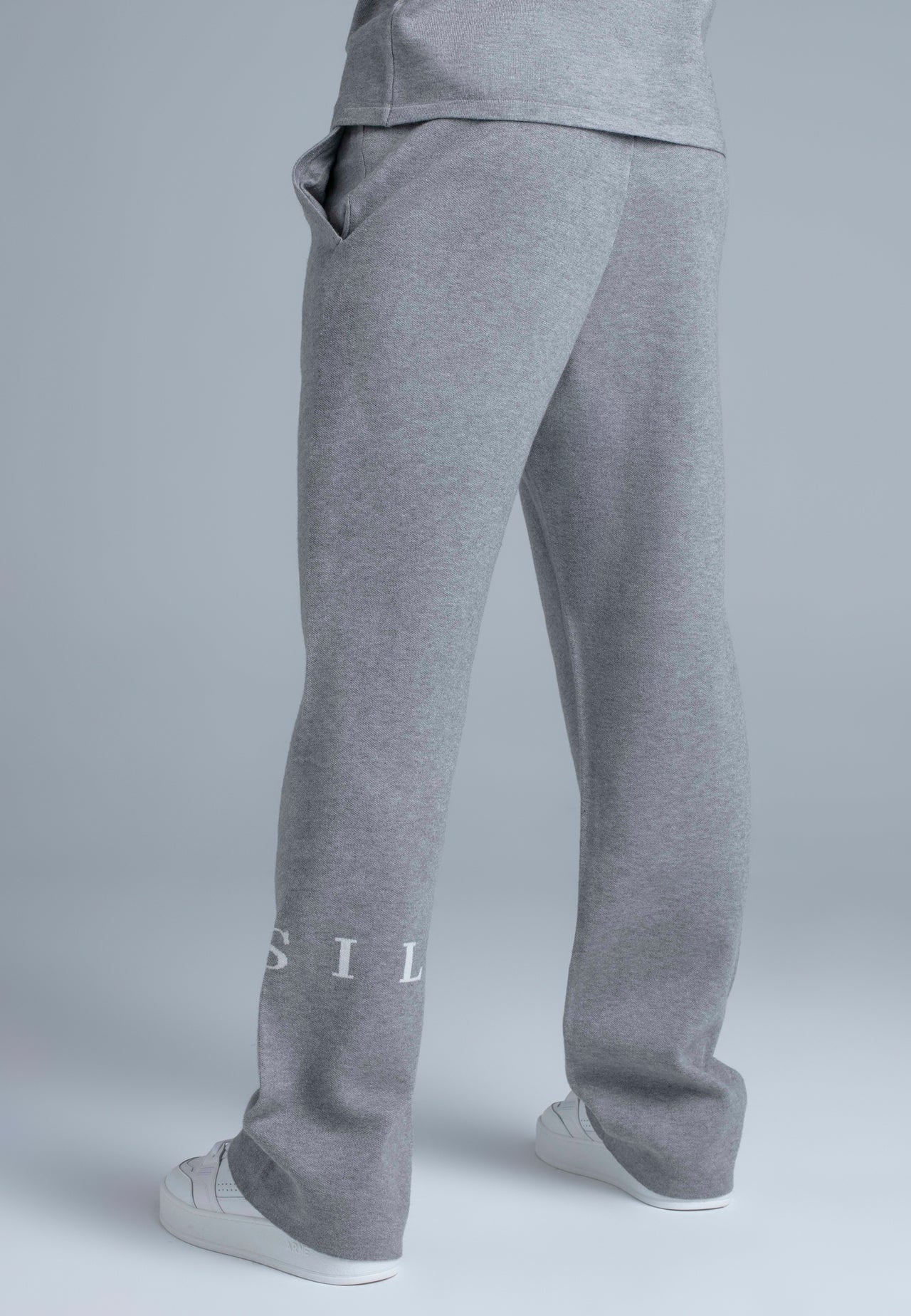 Grey Marl Knitted Track Pants (4)