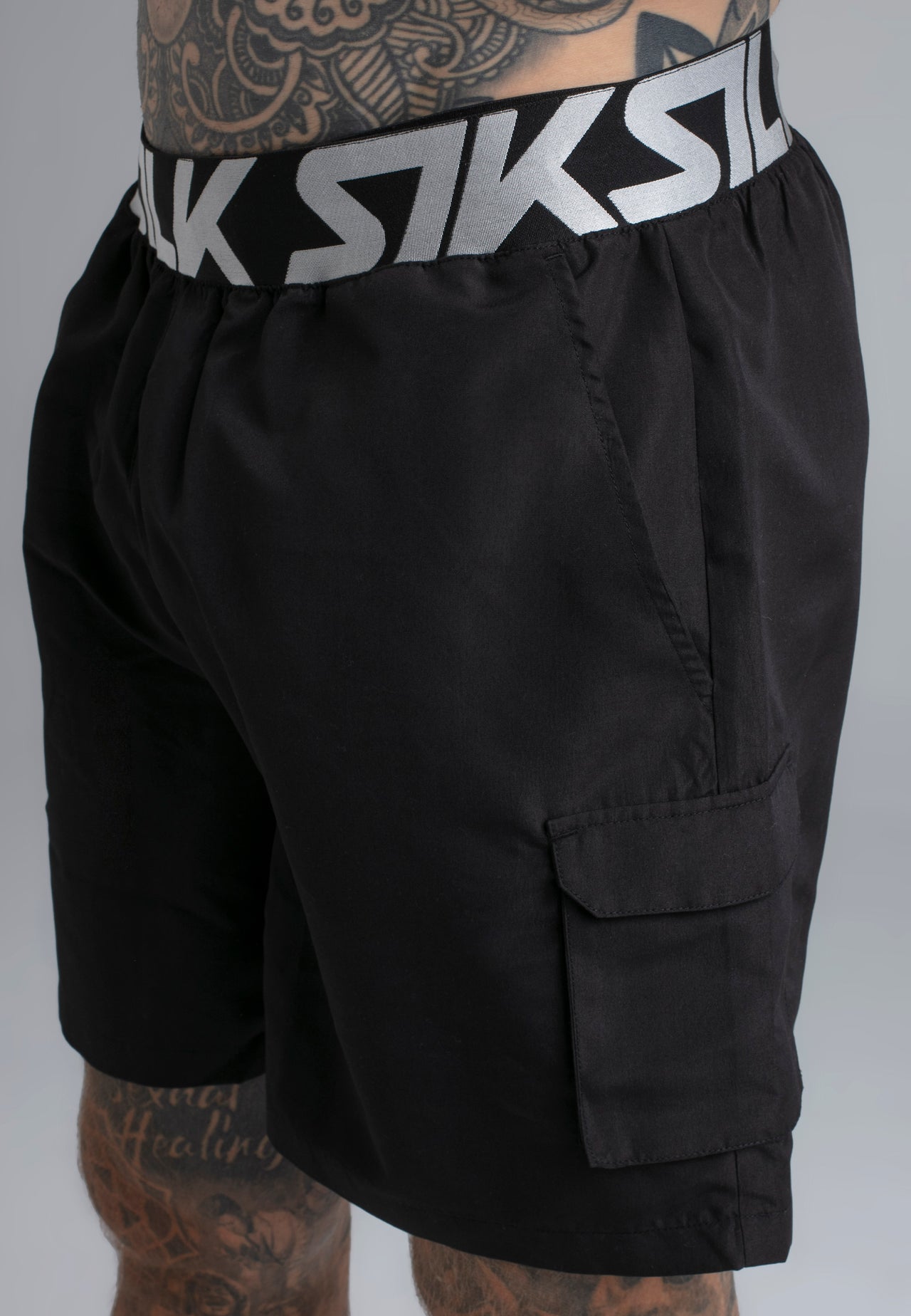 Black Cargo Swim Shorts (1)