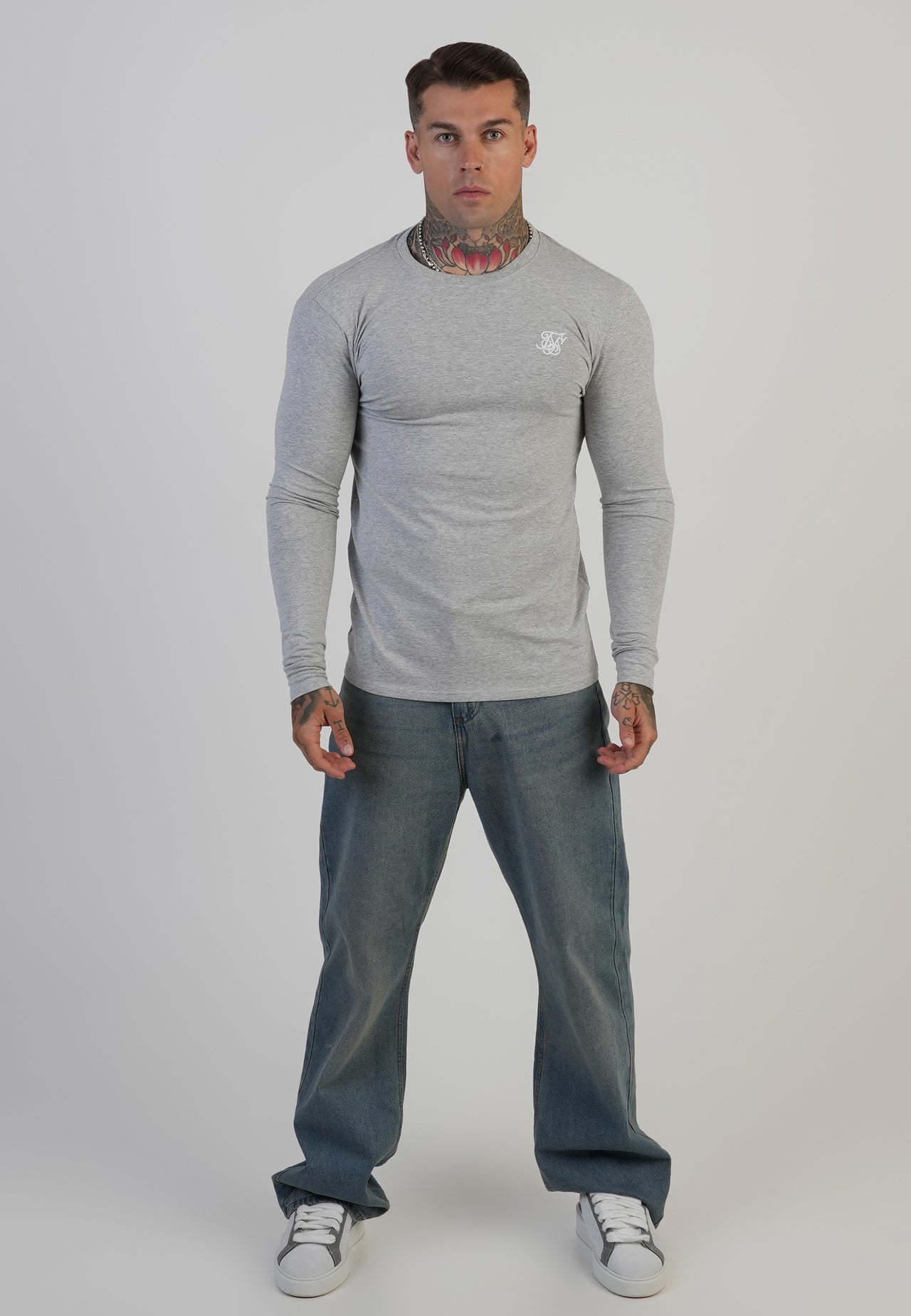 Grey Marl Essentials LS T-Shirt (2)