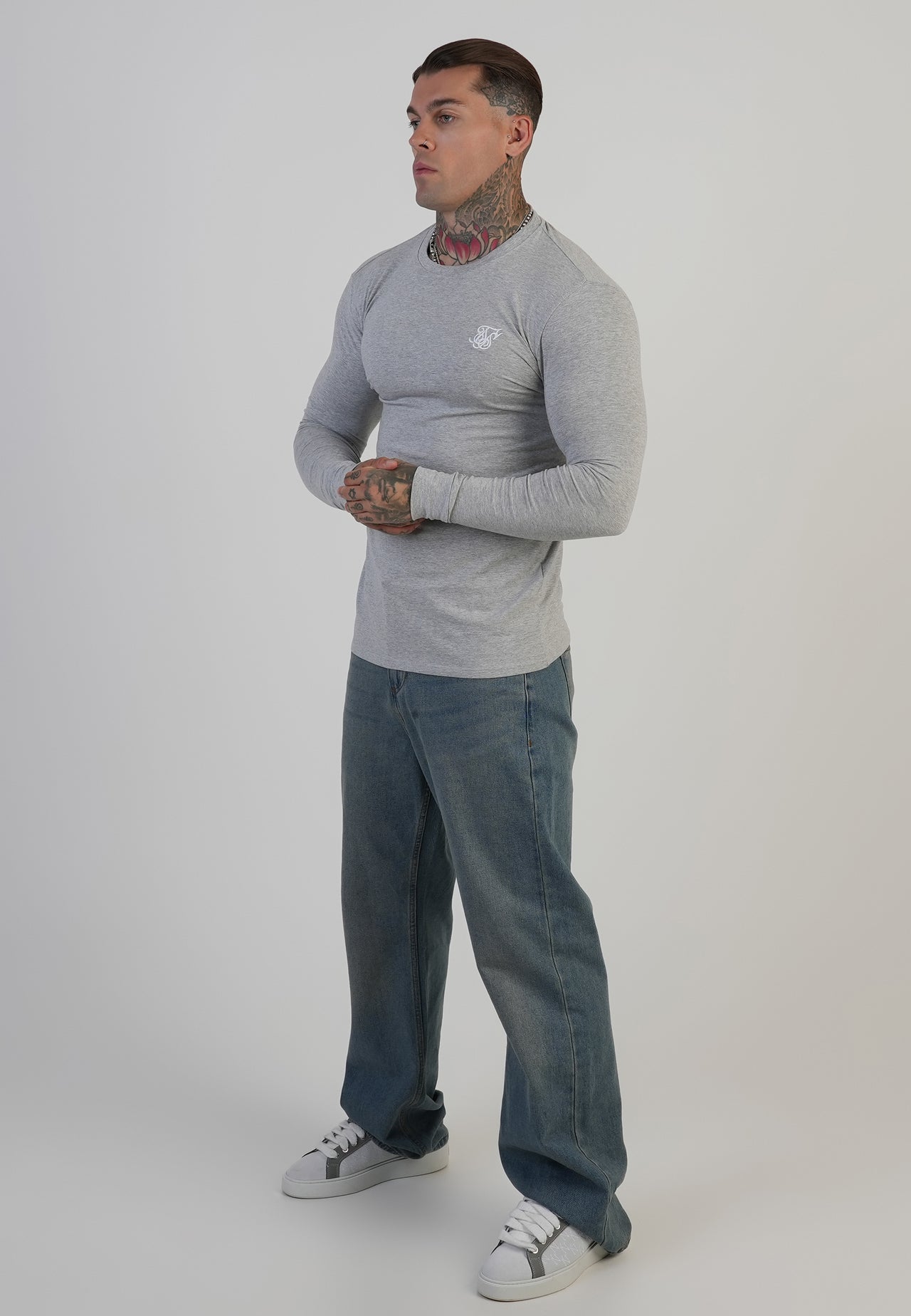 Grey Marl Essentials LS T-Shirt (3)