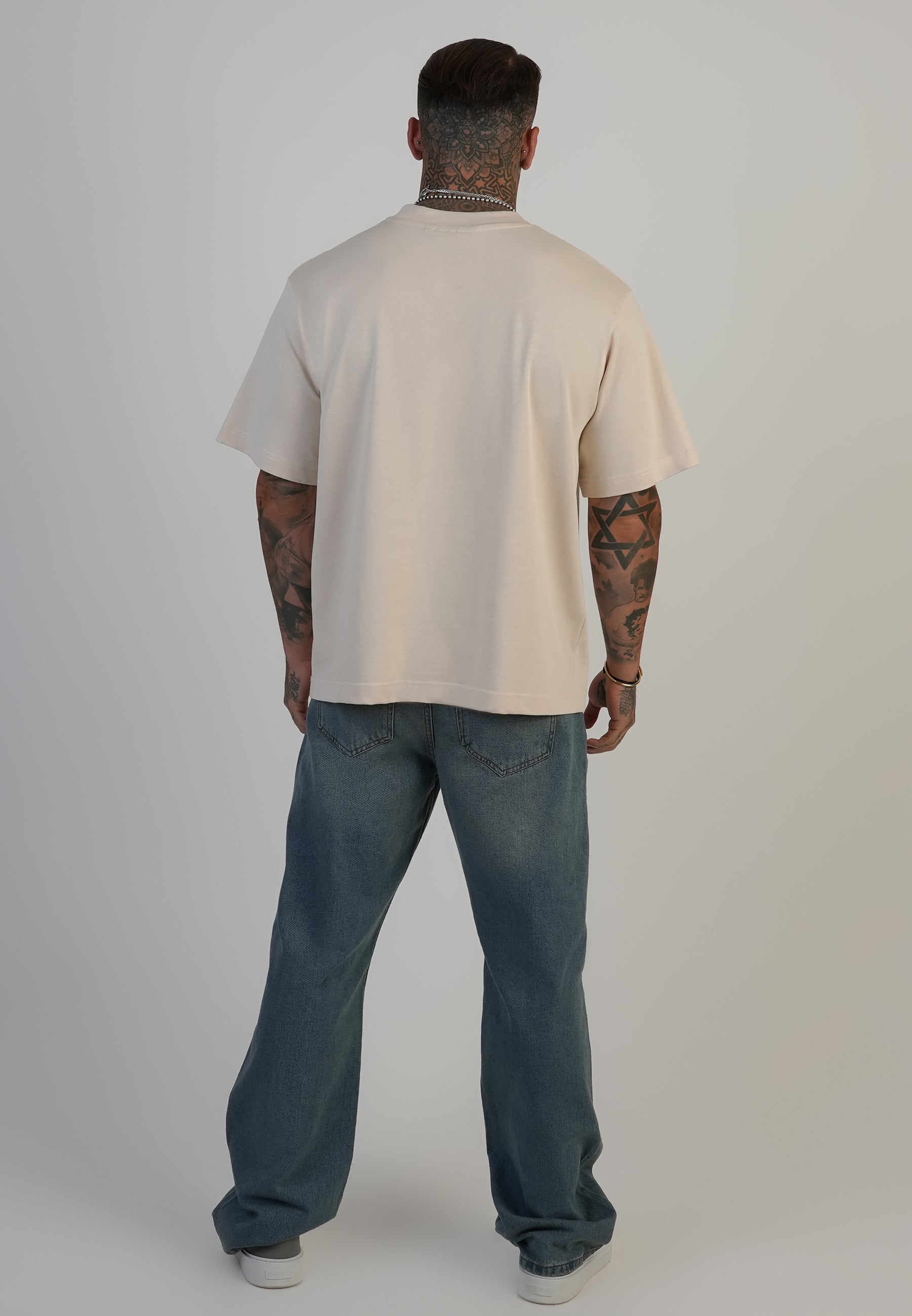SikSilk Mens Ecru Oversized T-Shirt | SikSilk UK