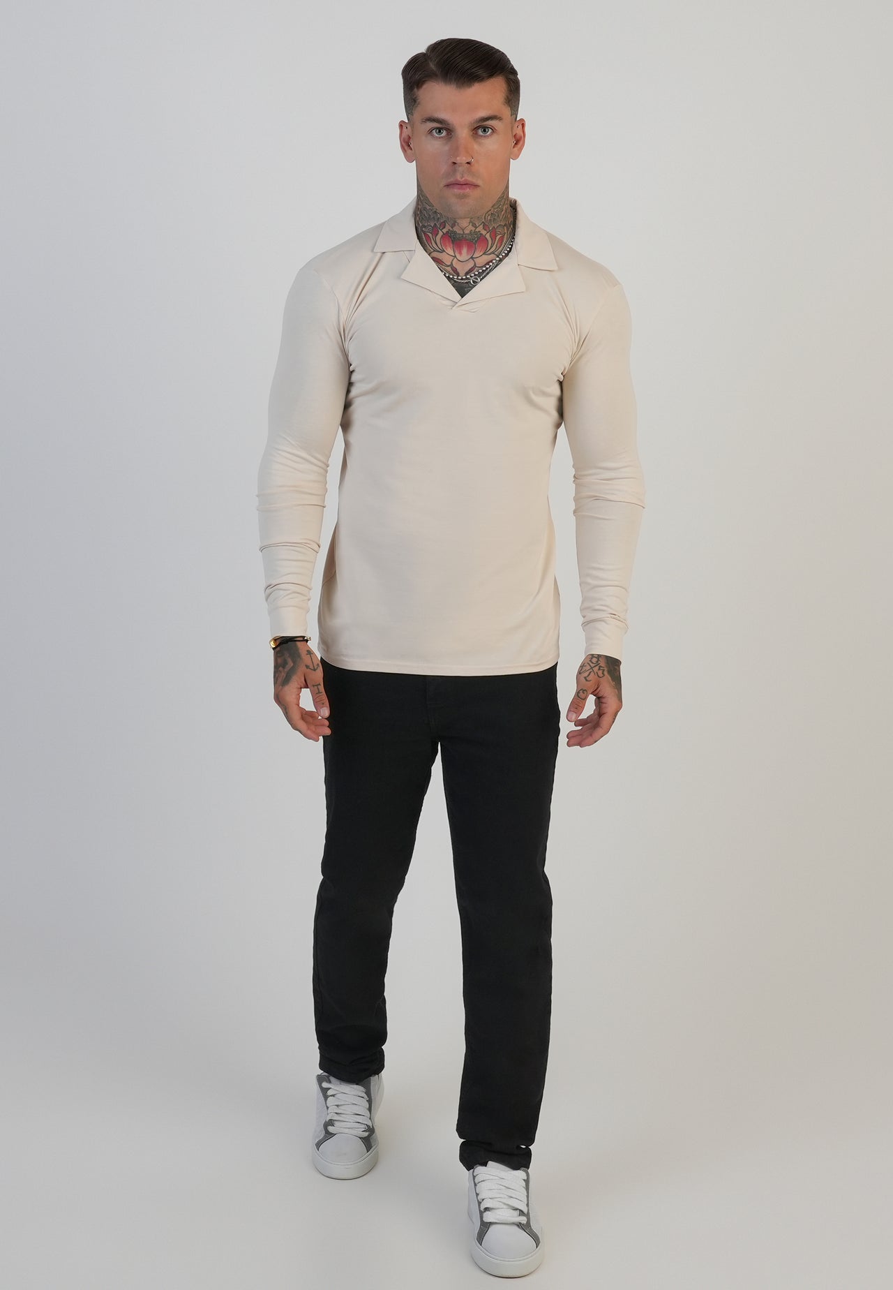 Ecru LS Revere Polo (2)