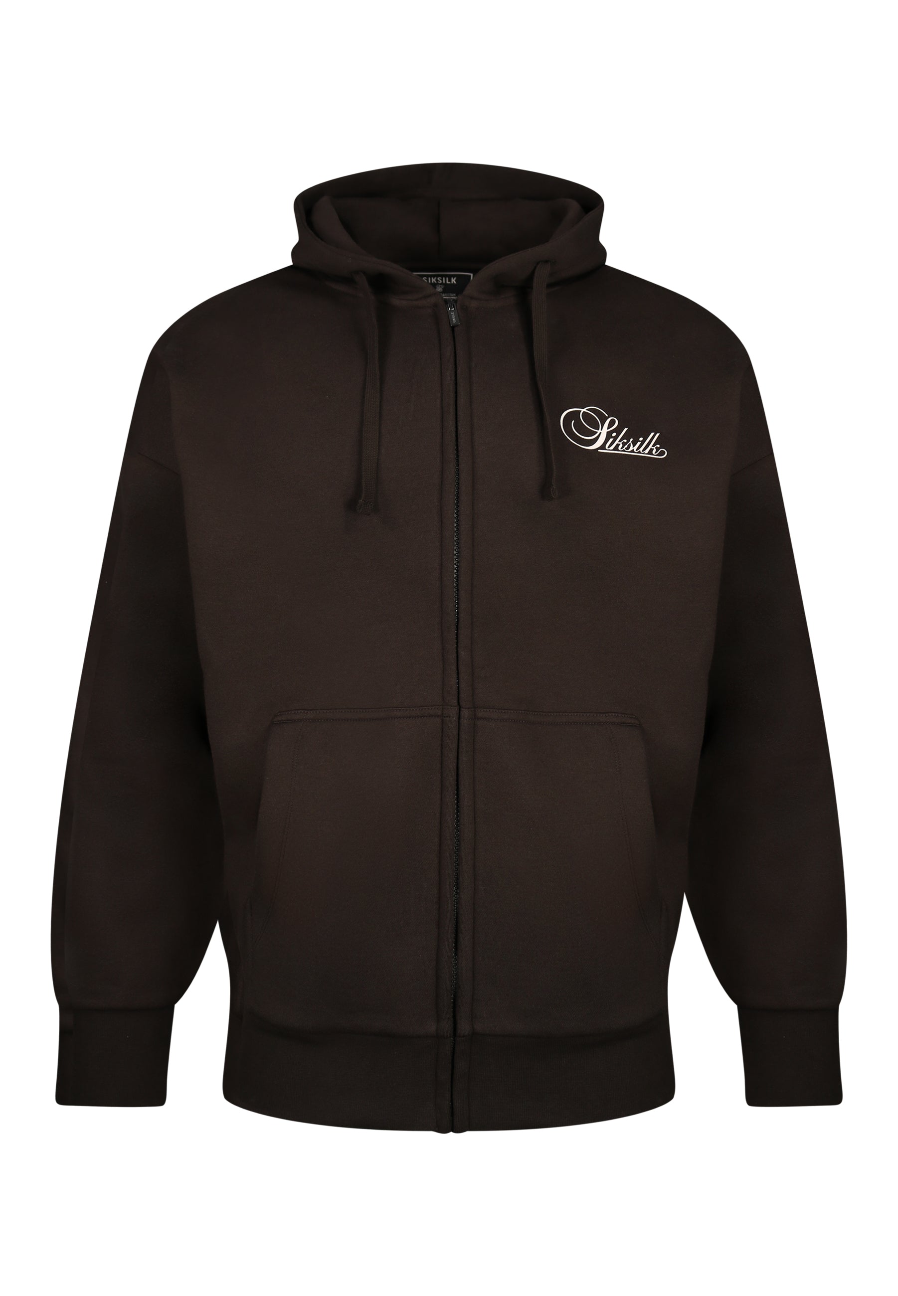 SikSilk Mens Brown Essentials Full Zip Hoodie | SikSilk US
