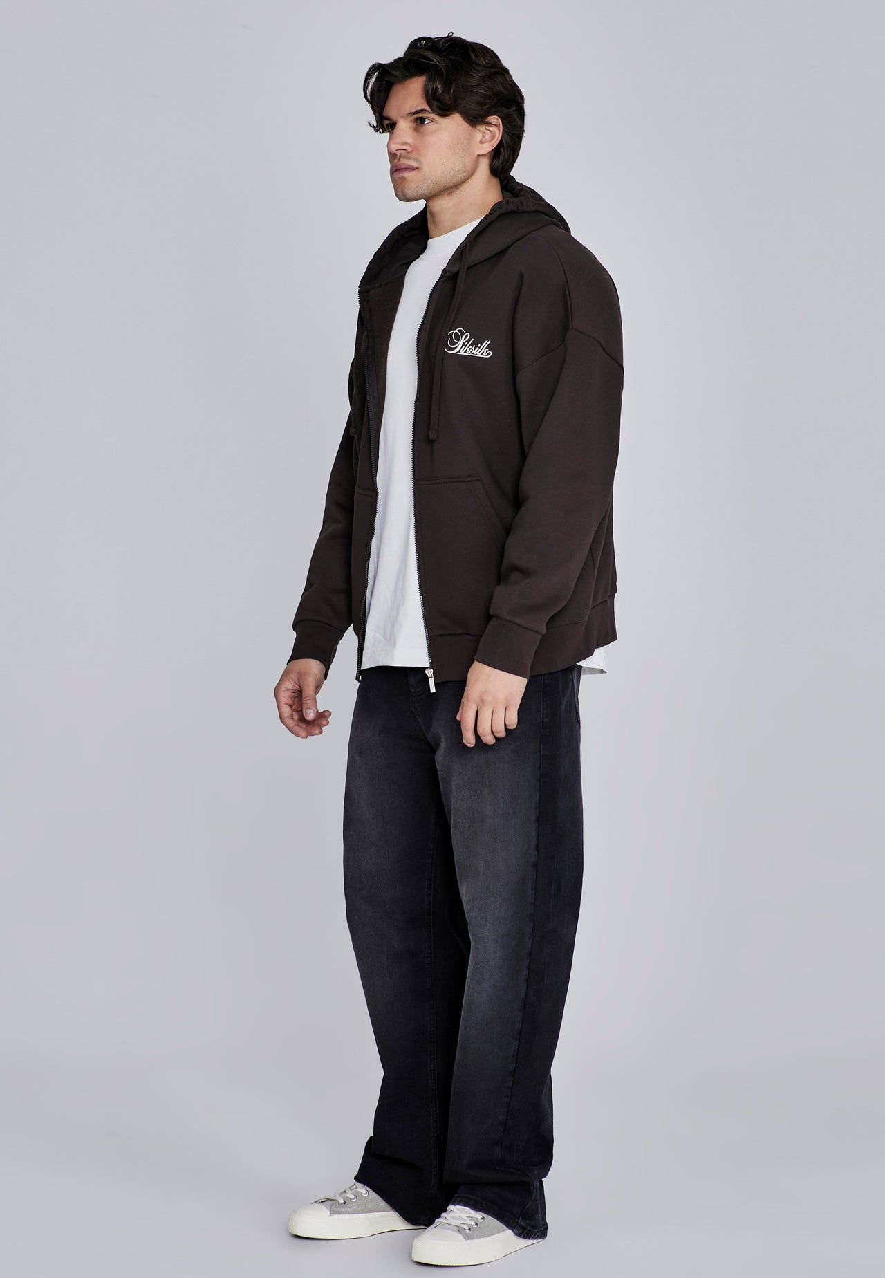 Brown Essentials Full Zip Hoodie (3)