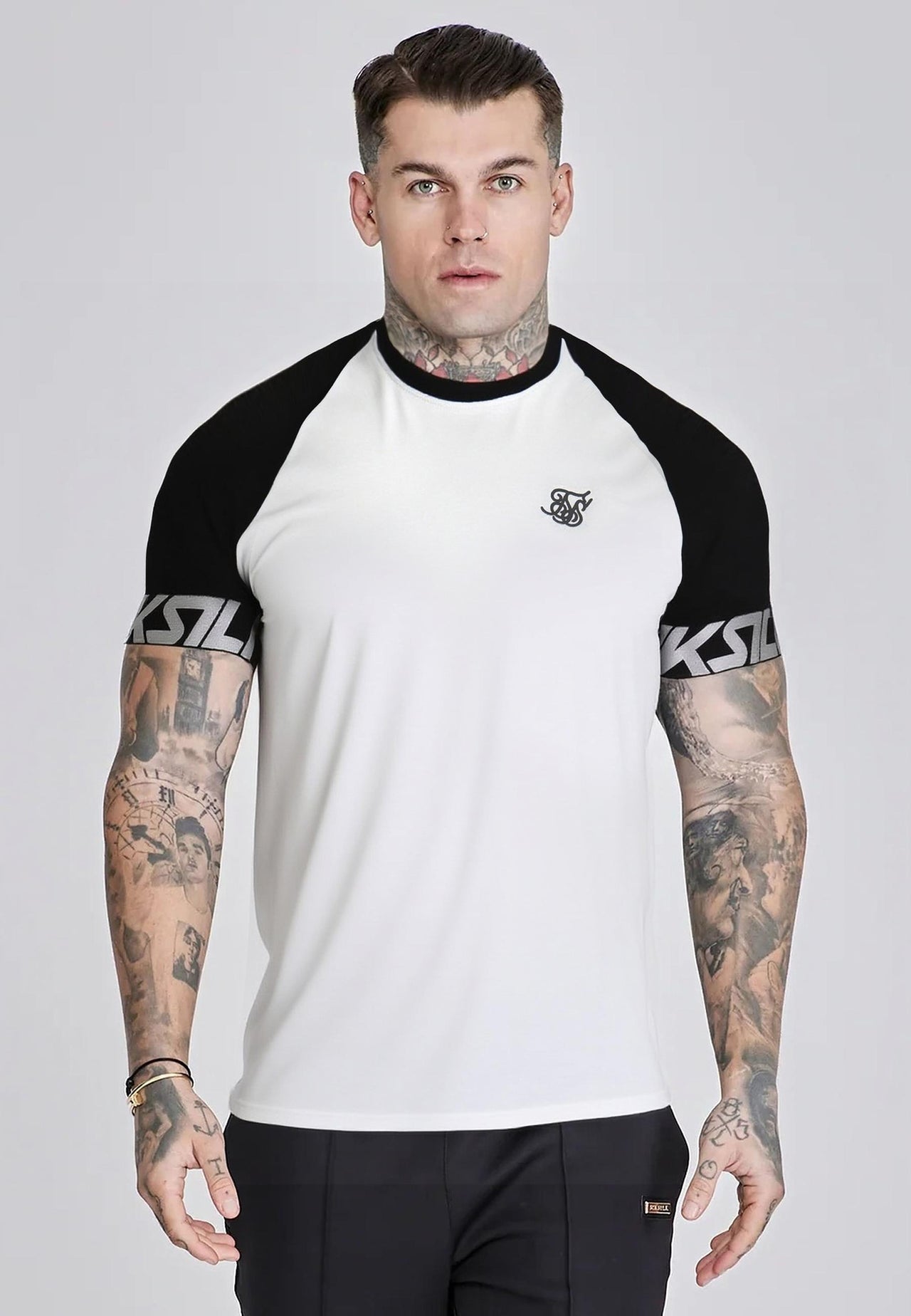 White and Black Raglan Tech T-Shirt