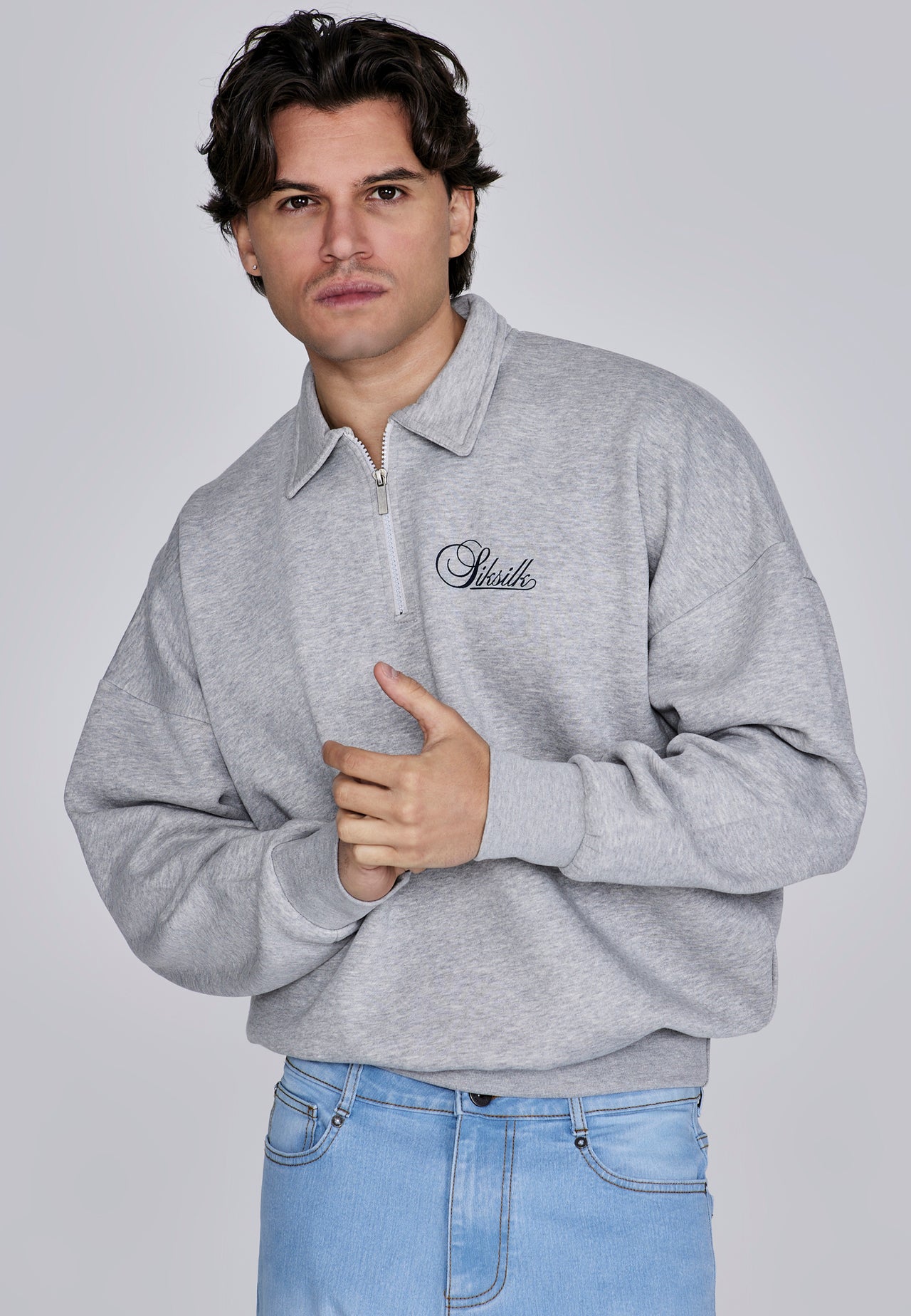 Grey Marl Essentials Polo Sweater