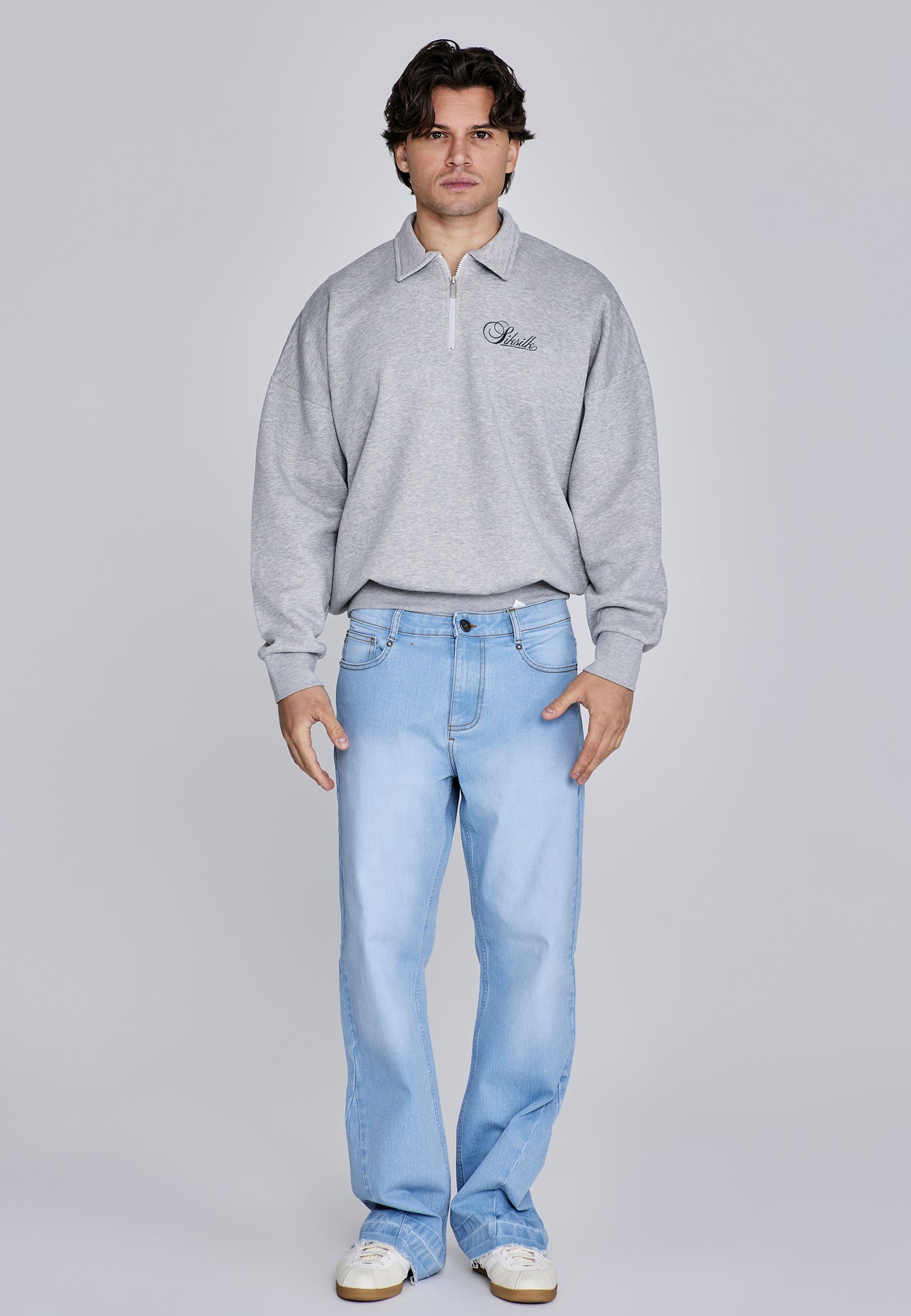 Grey Marl Essentials Polo Sweater (2)