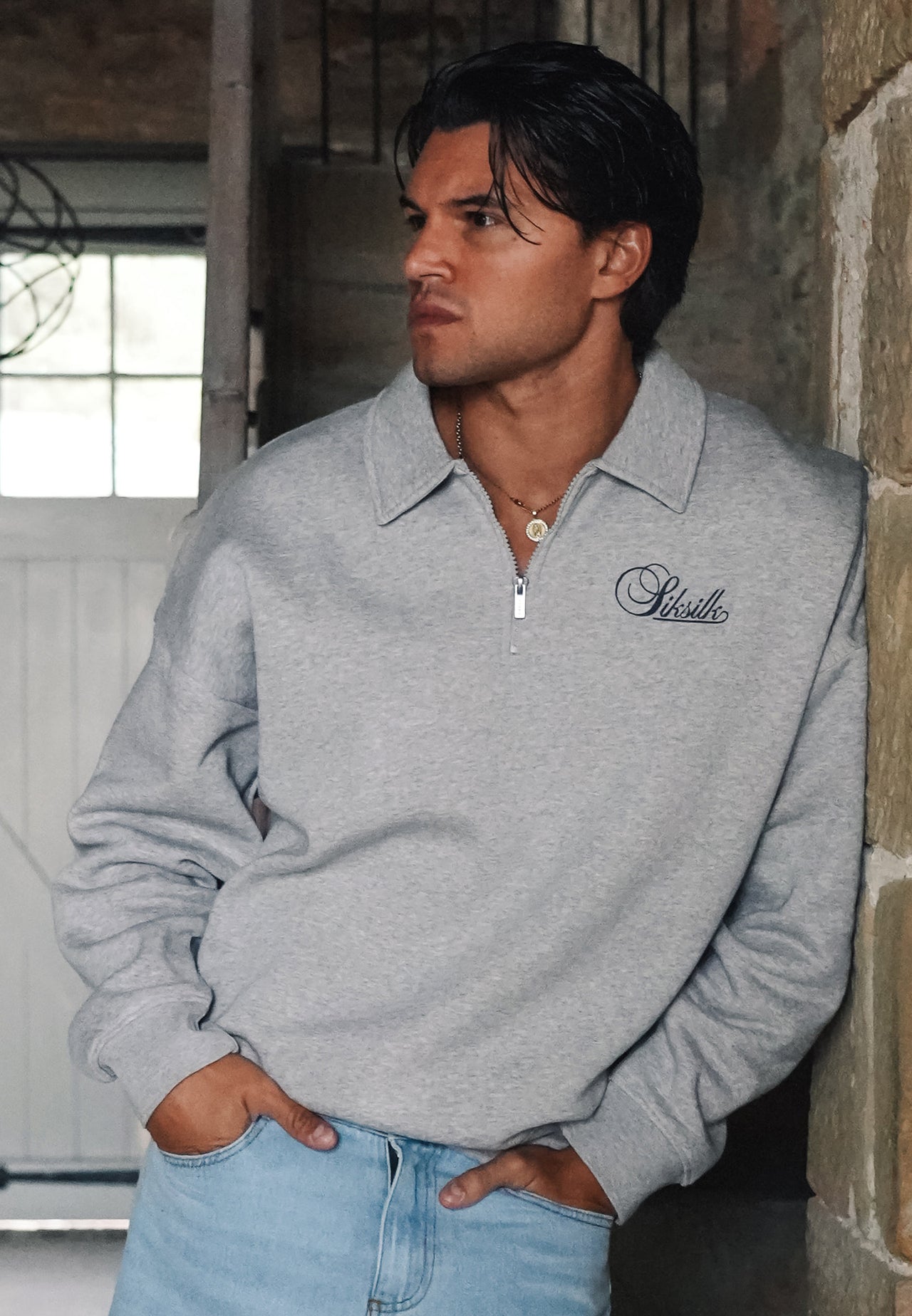 Grey Marl Essentials Polo Sweater