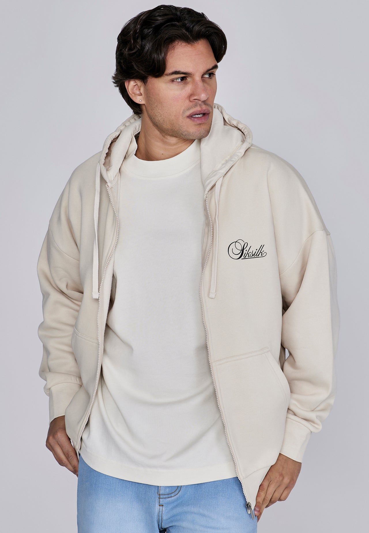 Ecru Essentials Full Zip Hoodie