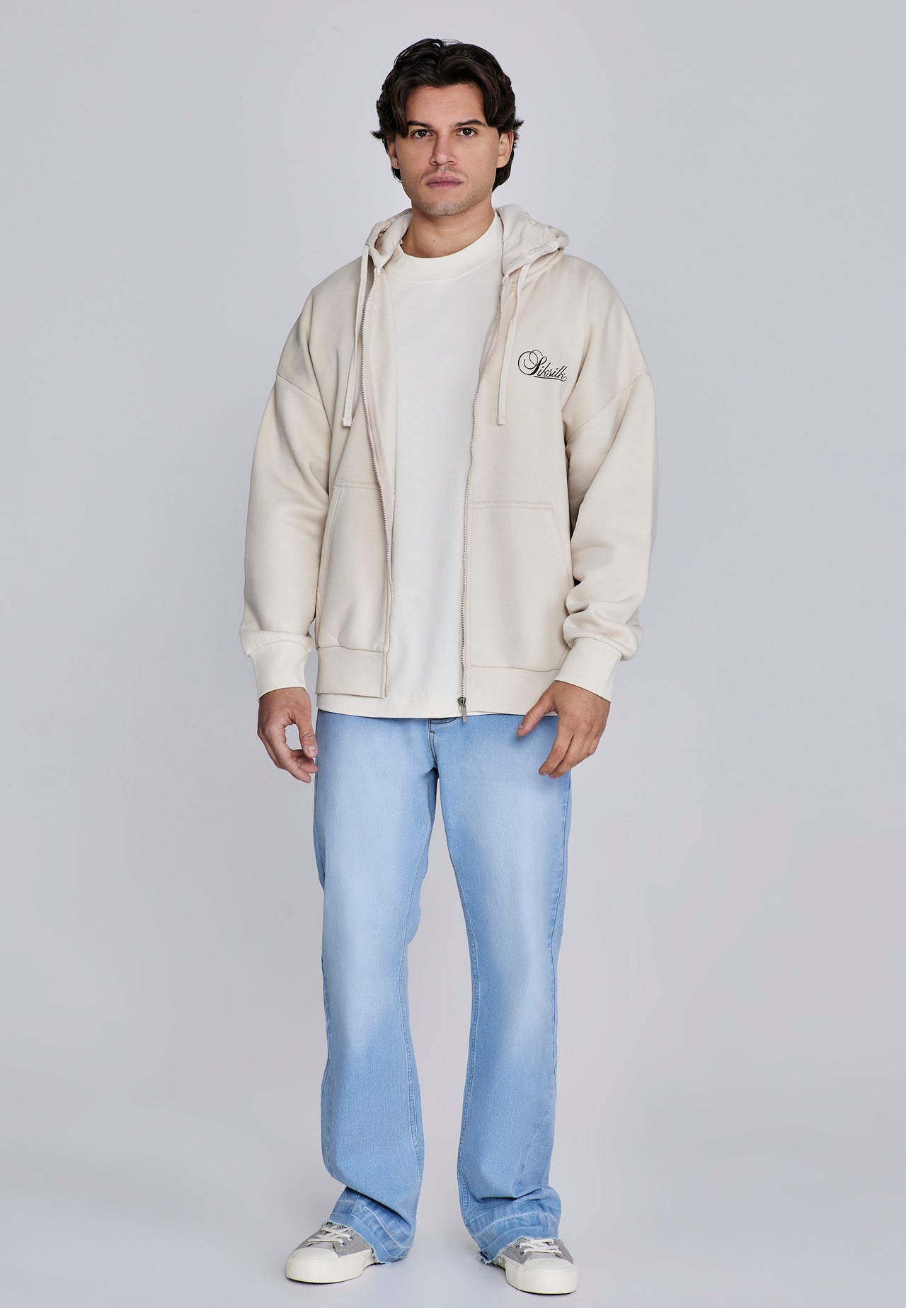 Ecru Essentials Full Zip Hoodie (2)