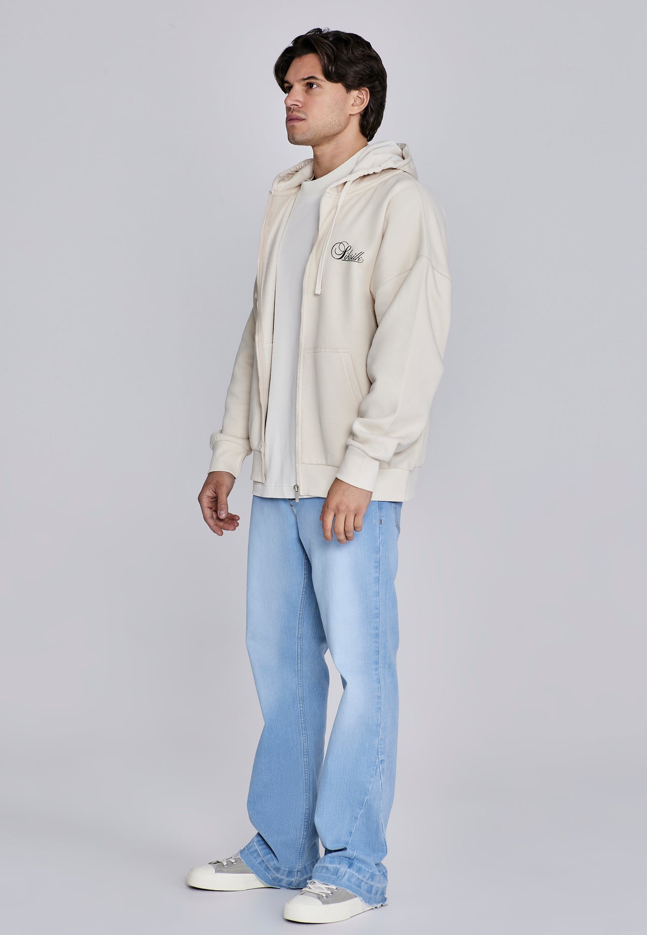 Ecru Essentials Full Zip Hoodie (3)