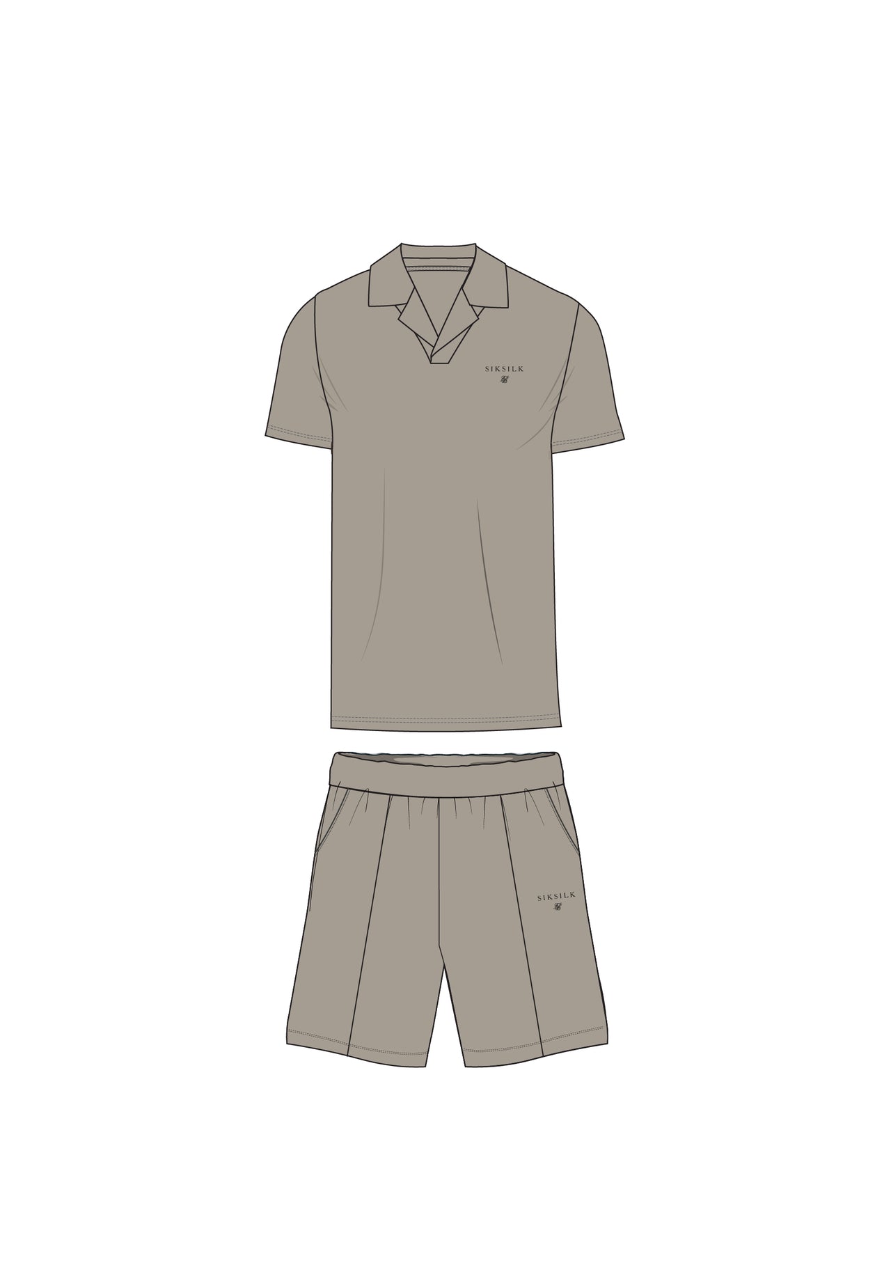 Beige Polo and Shorts Set