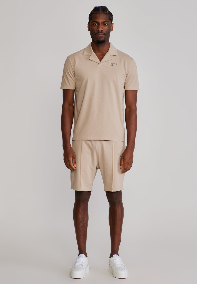 Beige Polo and Shorts Set