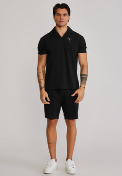 Black Polo and Shorts Set