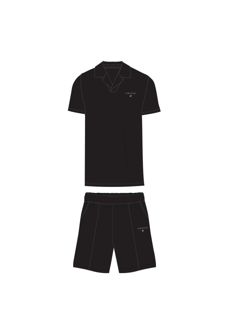 Black Polo and Shorts Set