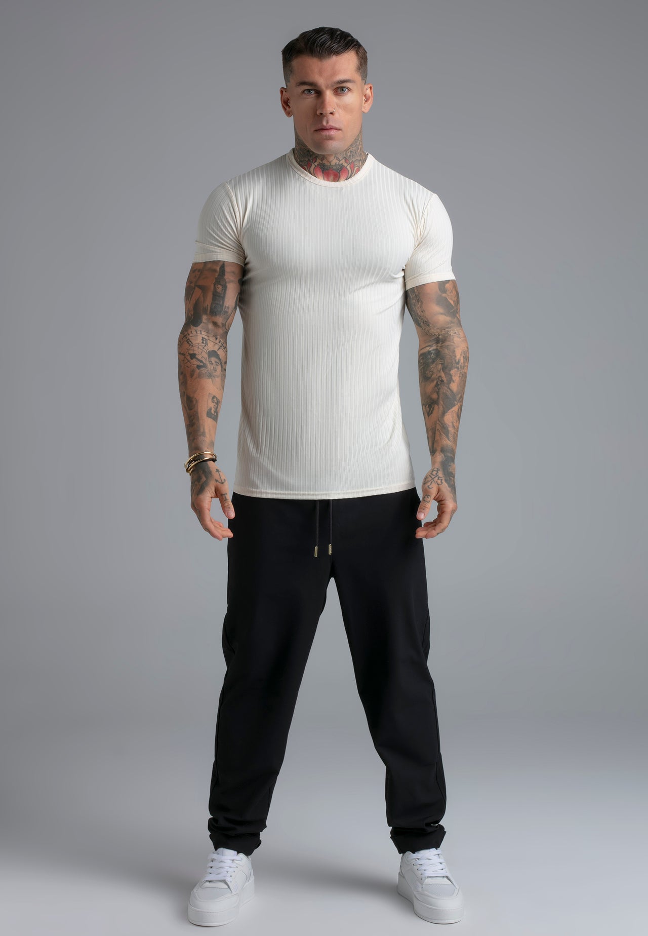 Ecru Muscle Fit T-Shirt (2)
