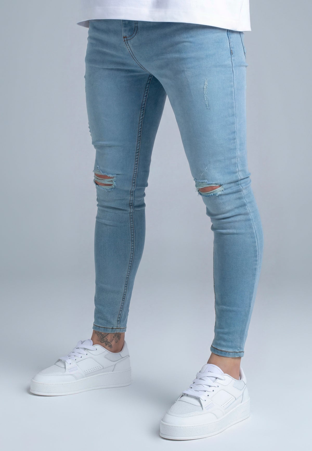 Light Blue Distressed Skinny Jeans