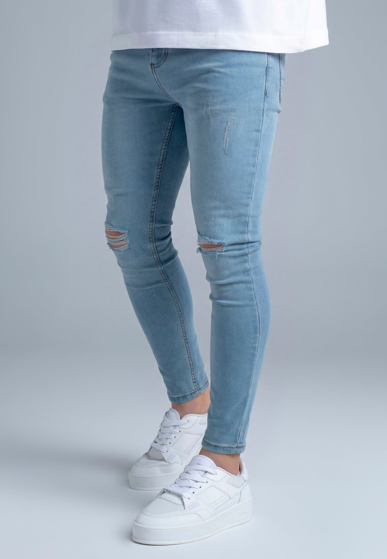 Light Blue Distressed Skinny Jeans (2)