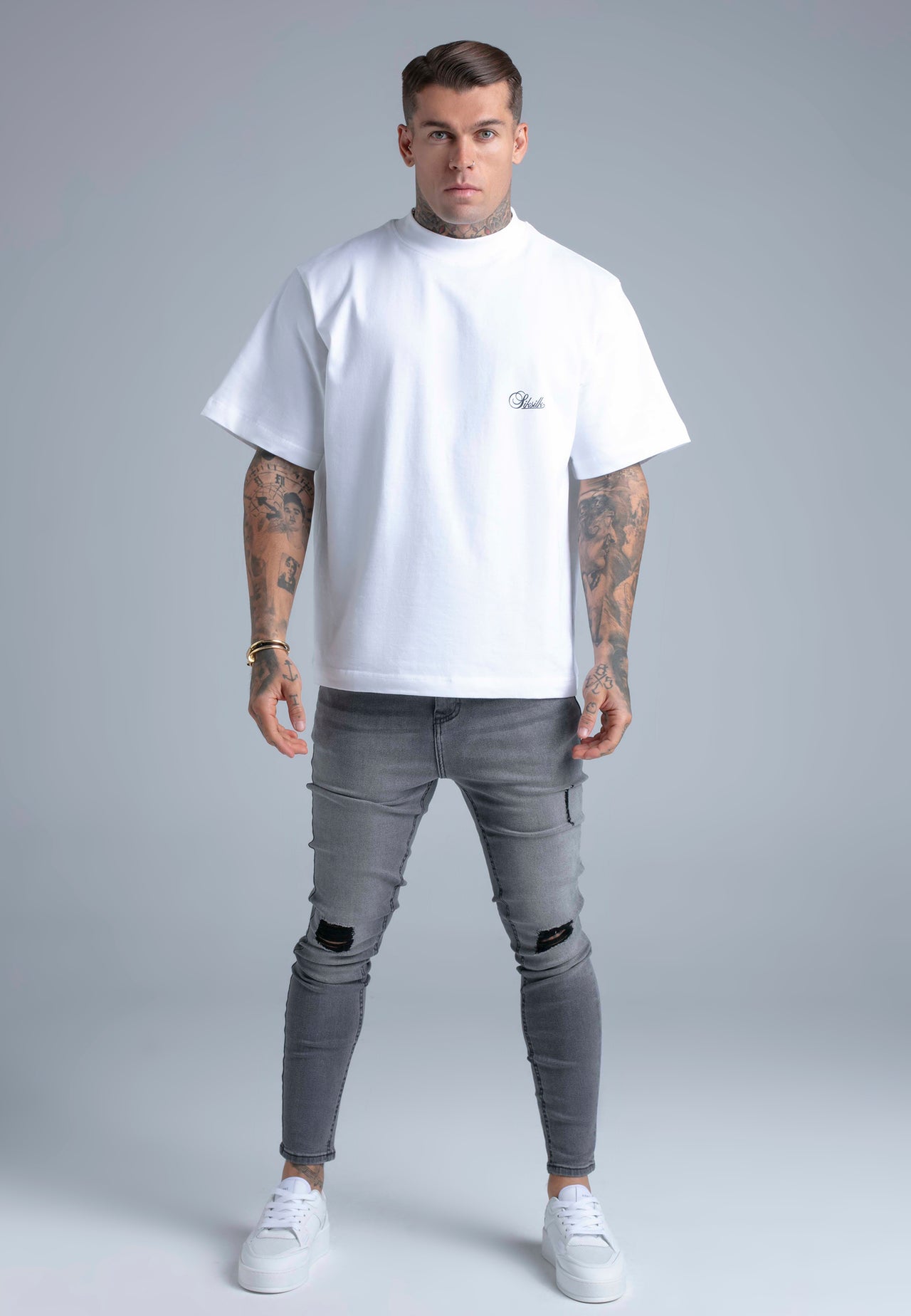 Grey Distressed Skinny Jeans (1)