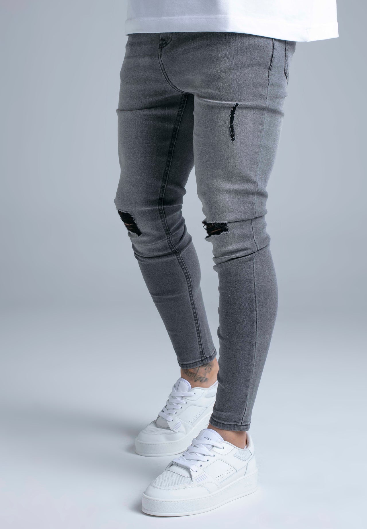 Grey Distressed Skinny Jeans (2)