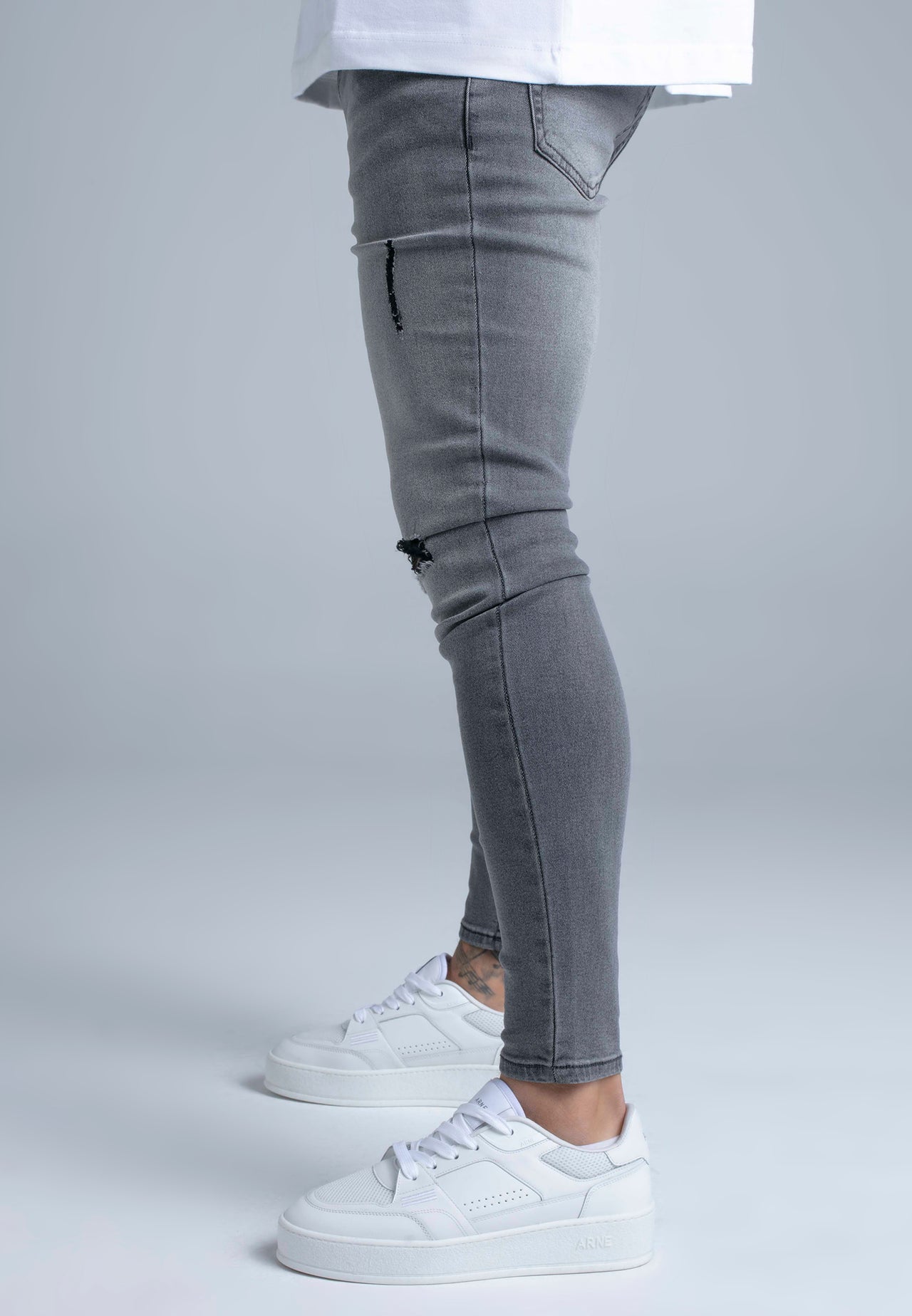 Grey Distressed Skinny Jeans (3)