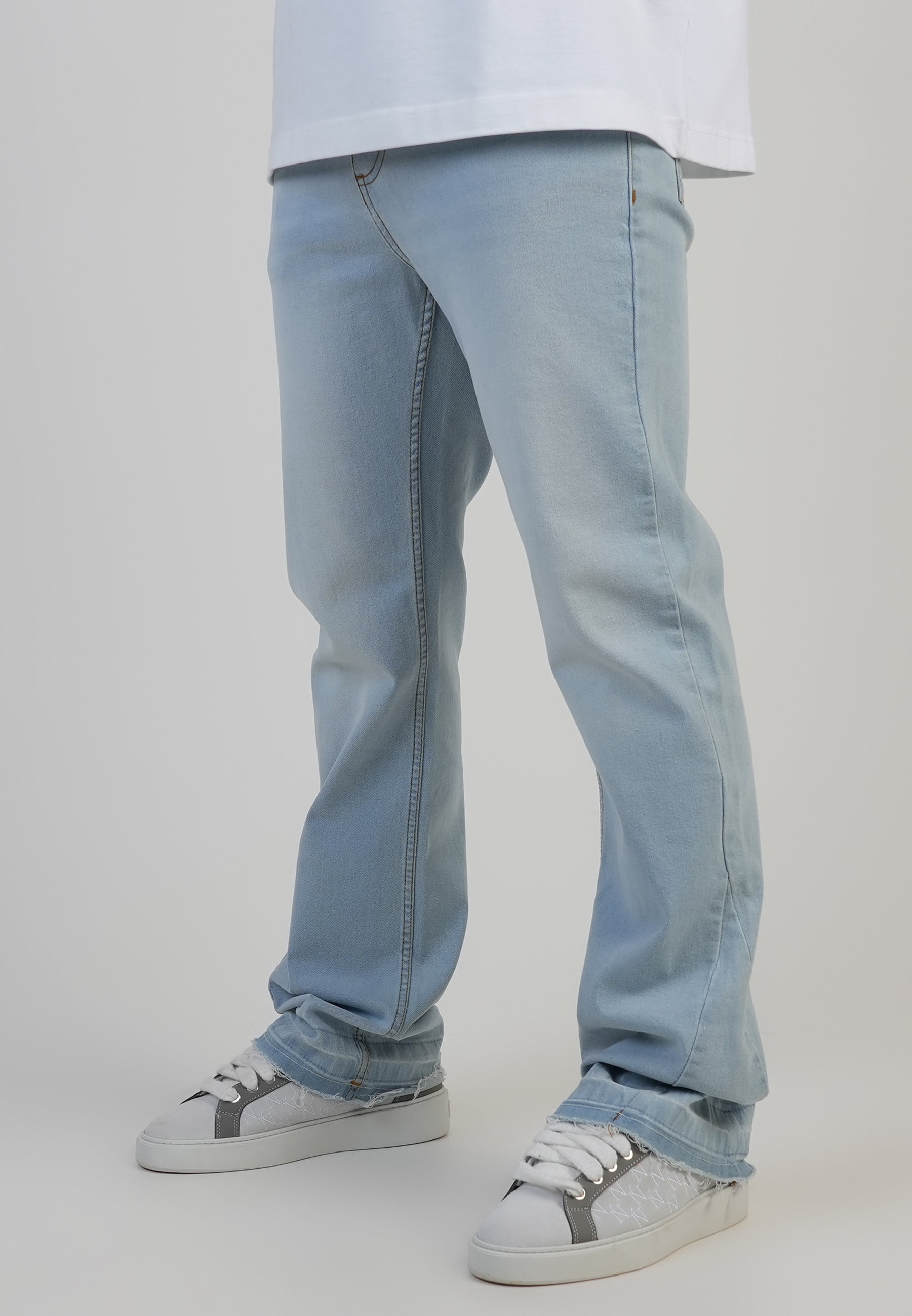 Flare Fit Jeans Washed Light Blue