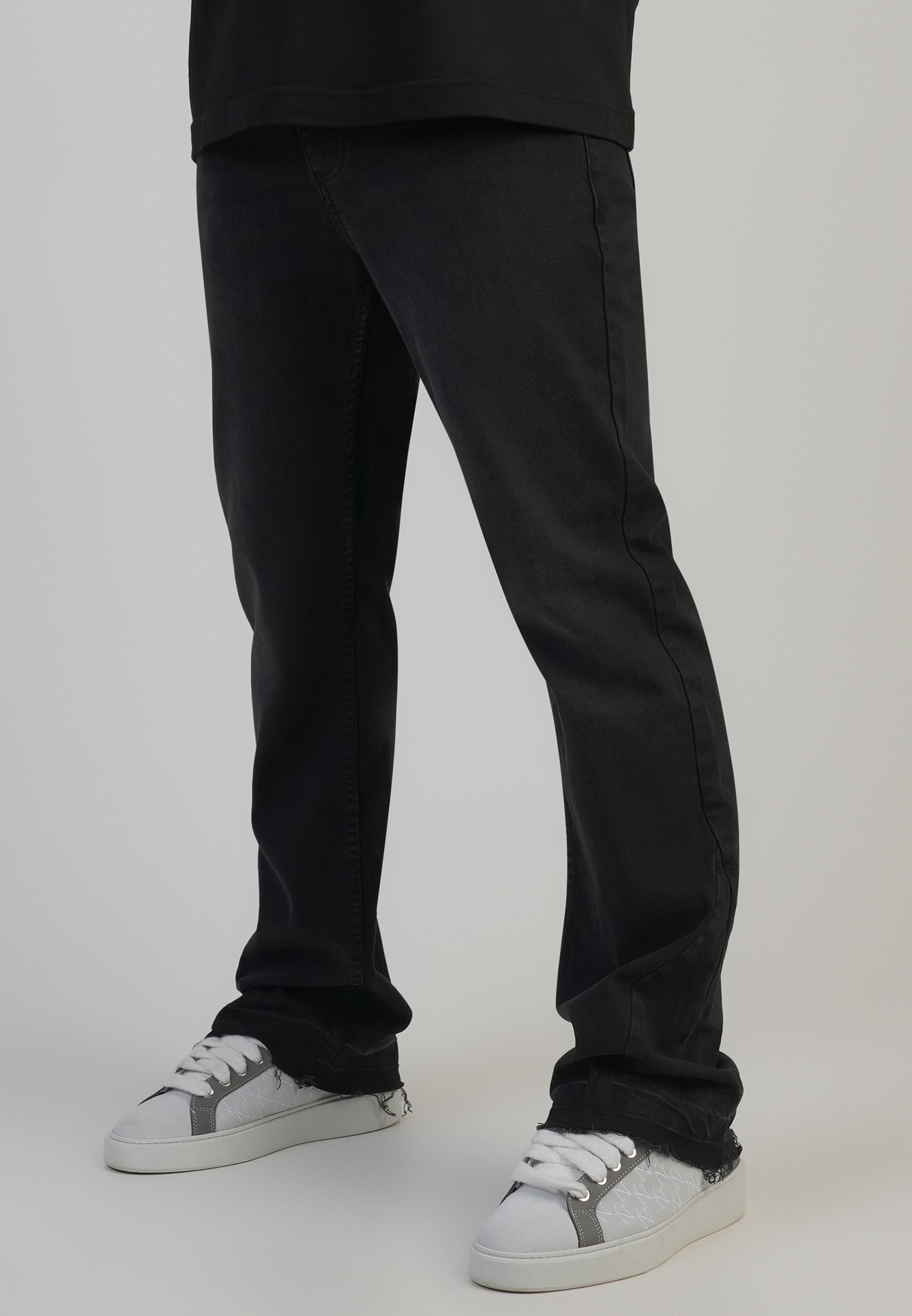 SikSilk Flare Fit Jeans Washed Black | SikSilk UK