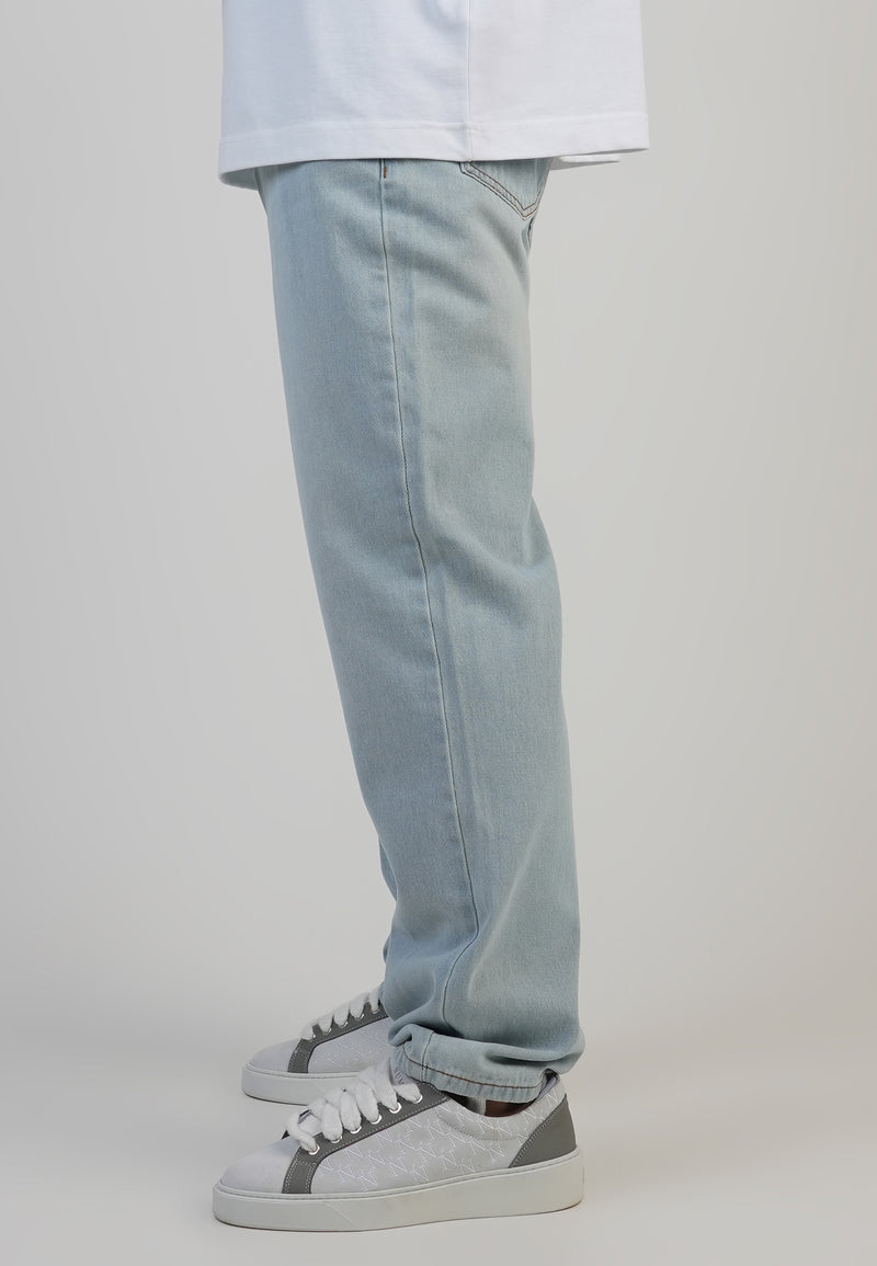 Washed Light Blue Straight Fit Jeans (1)