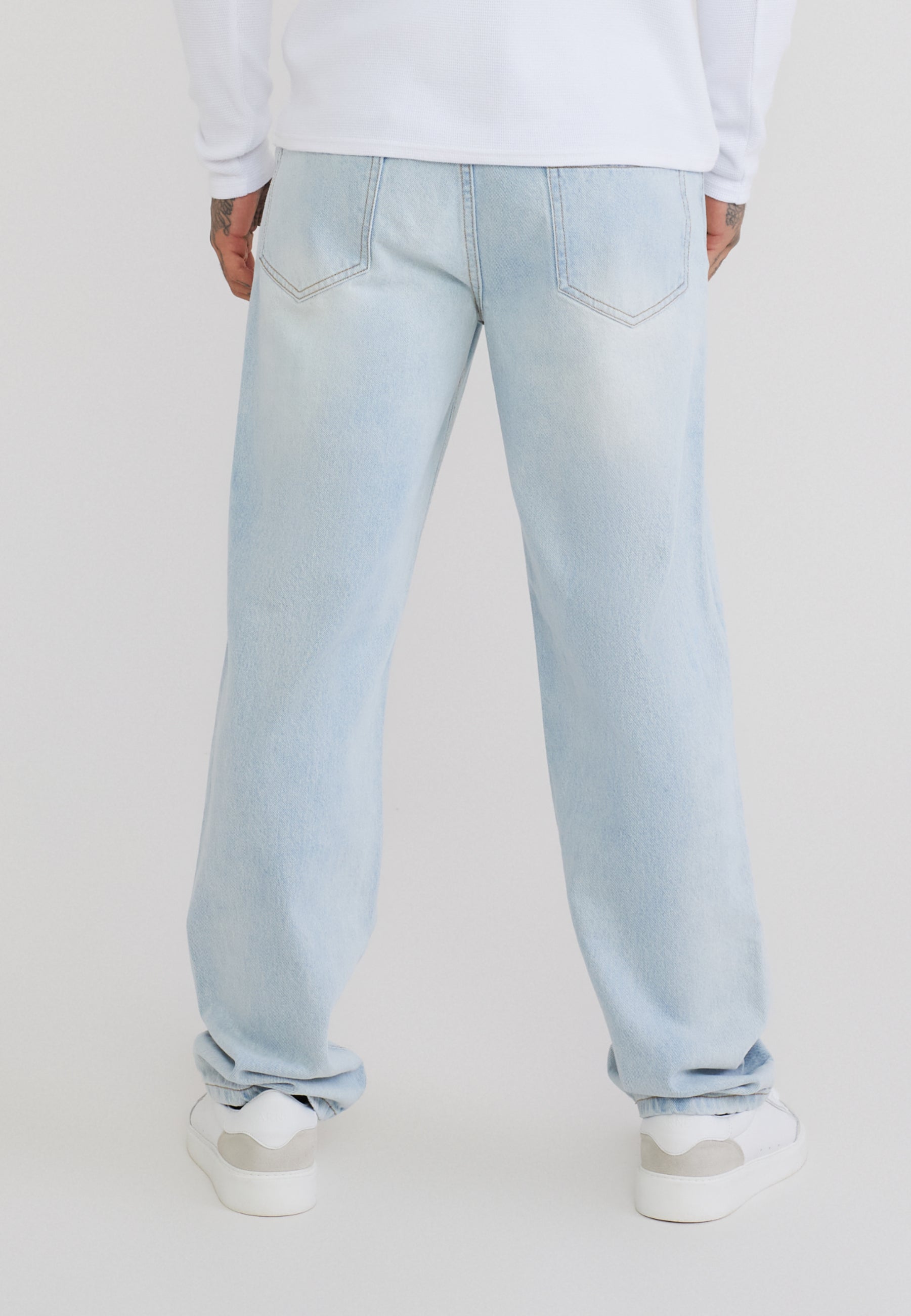 SikSilk Straight Fit Jeans Washed Light Blue | SikSilk UK