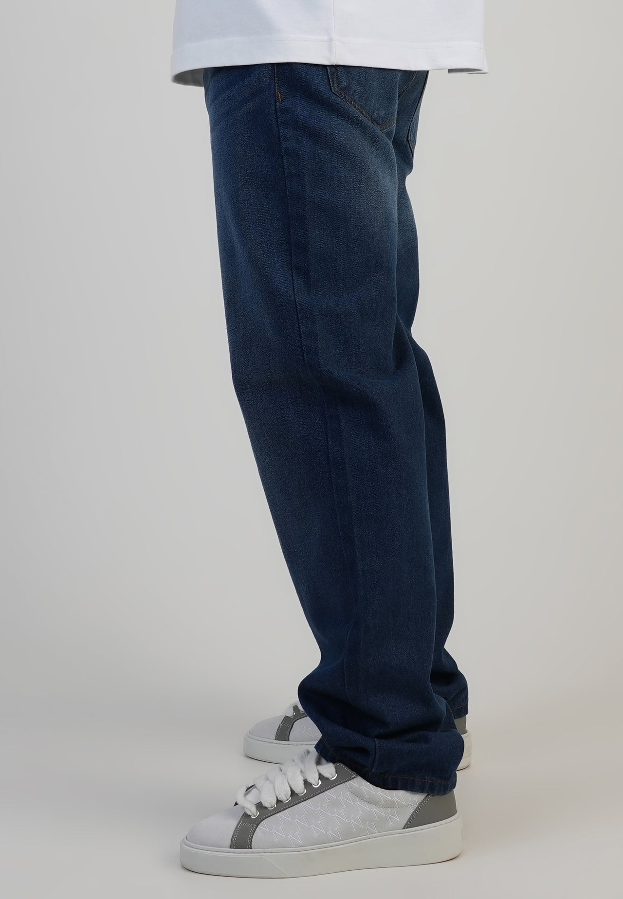 Washed Dark Blue Straight Fit Jeans (1)