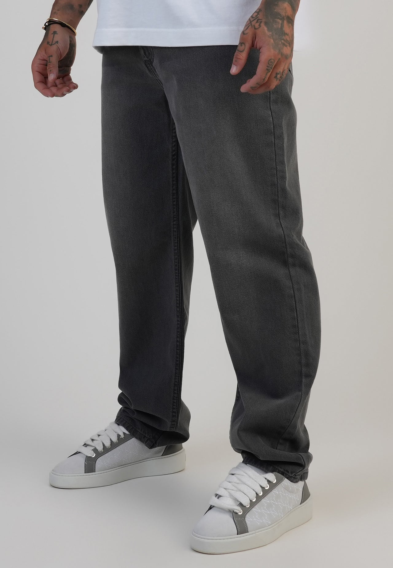 Washed Mid Grey Straight Fit Jeans