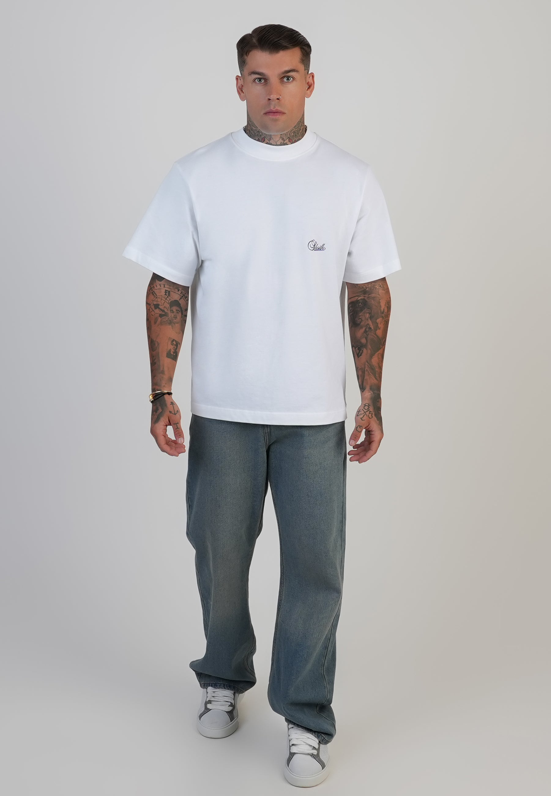 SikSilk Loose Fit Jeans Washed Vintage Blue | SikSilk UK