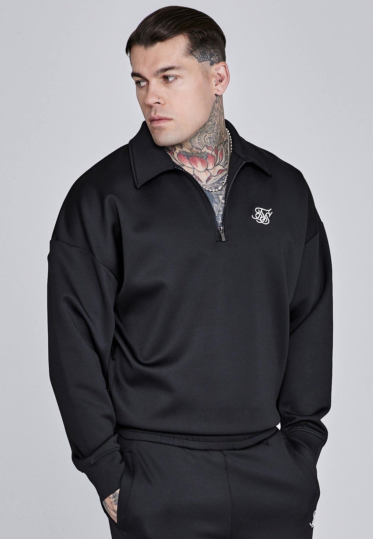 Black Essentials Zip Sweater