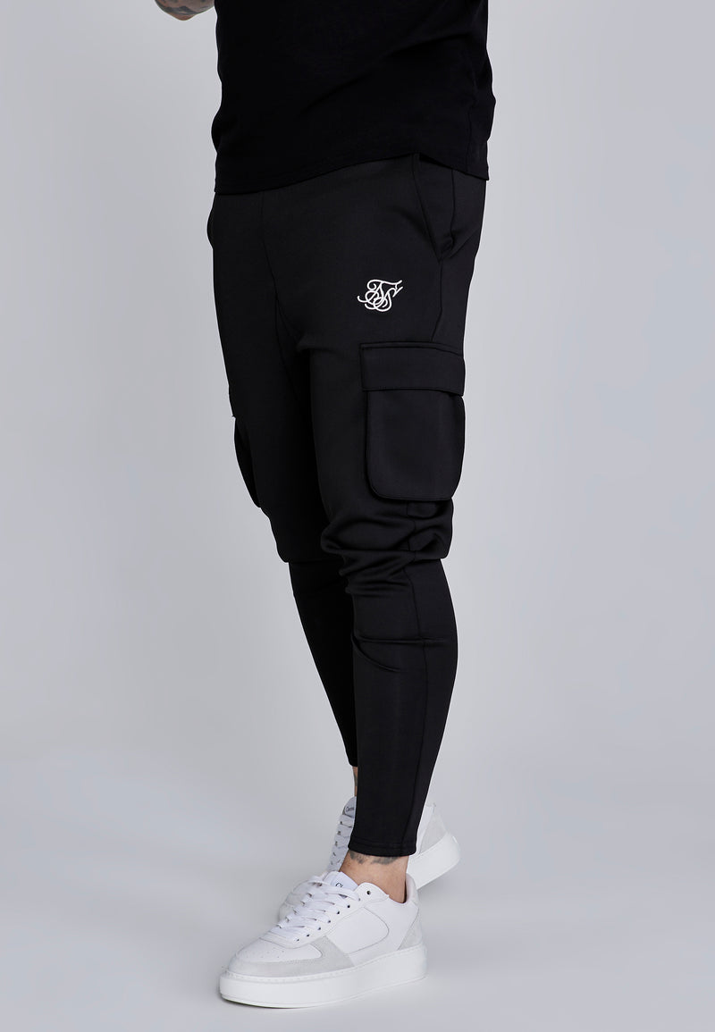 Black Essentials Poly Cargos
