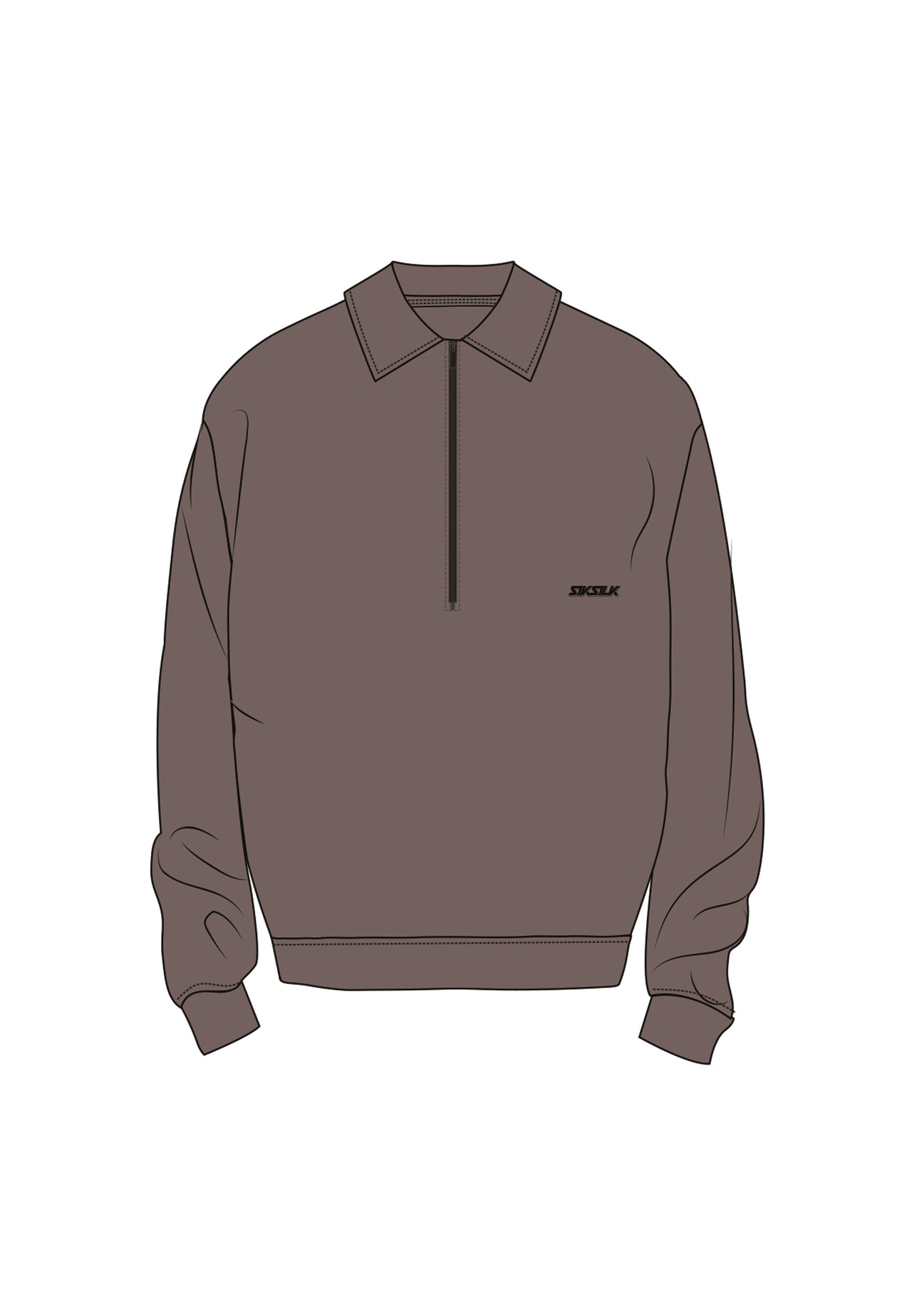 Brown Half Zip Polo Sweater