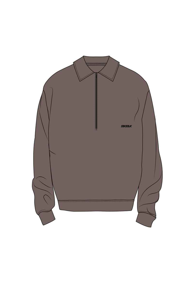 Brown Half Zip Polo Sweater