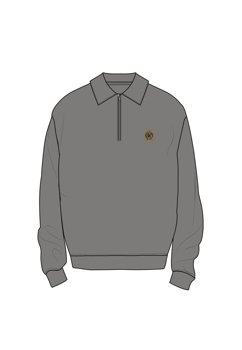 Grey Polo Zip Sweater
