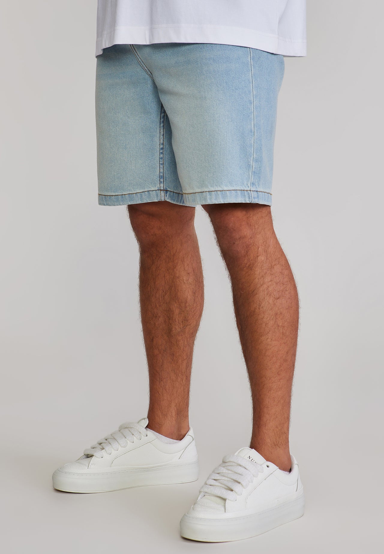 Washed Light Blue Denim Shorts