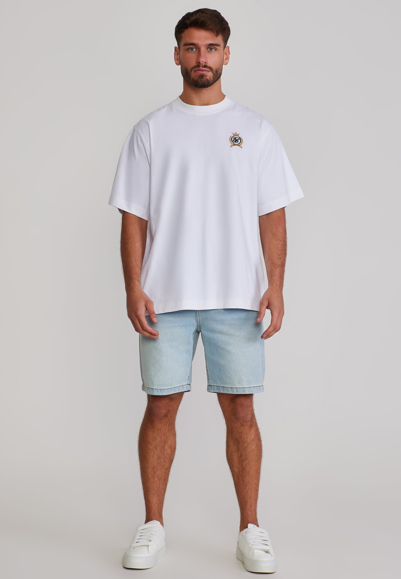 Washed Light Blue Denim Shorts (1)