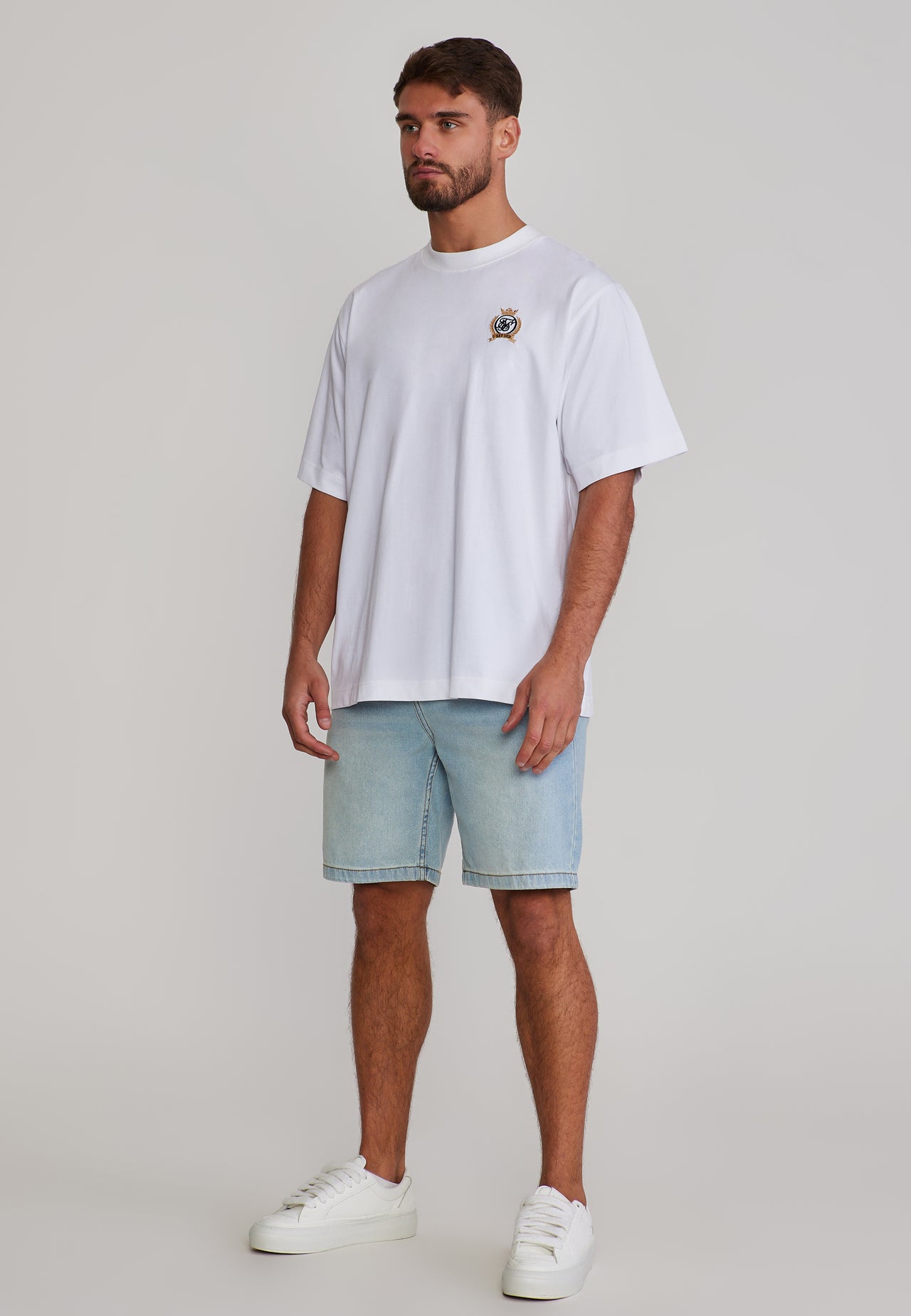 Washed Light Blue Denim Shorts (3)