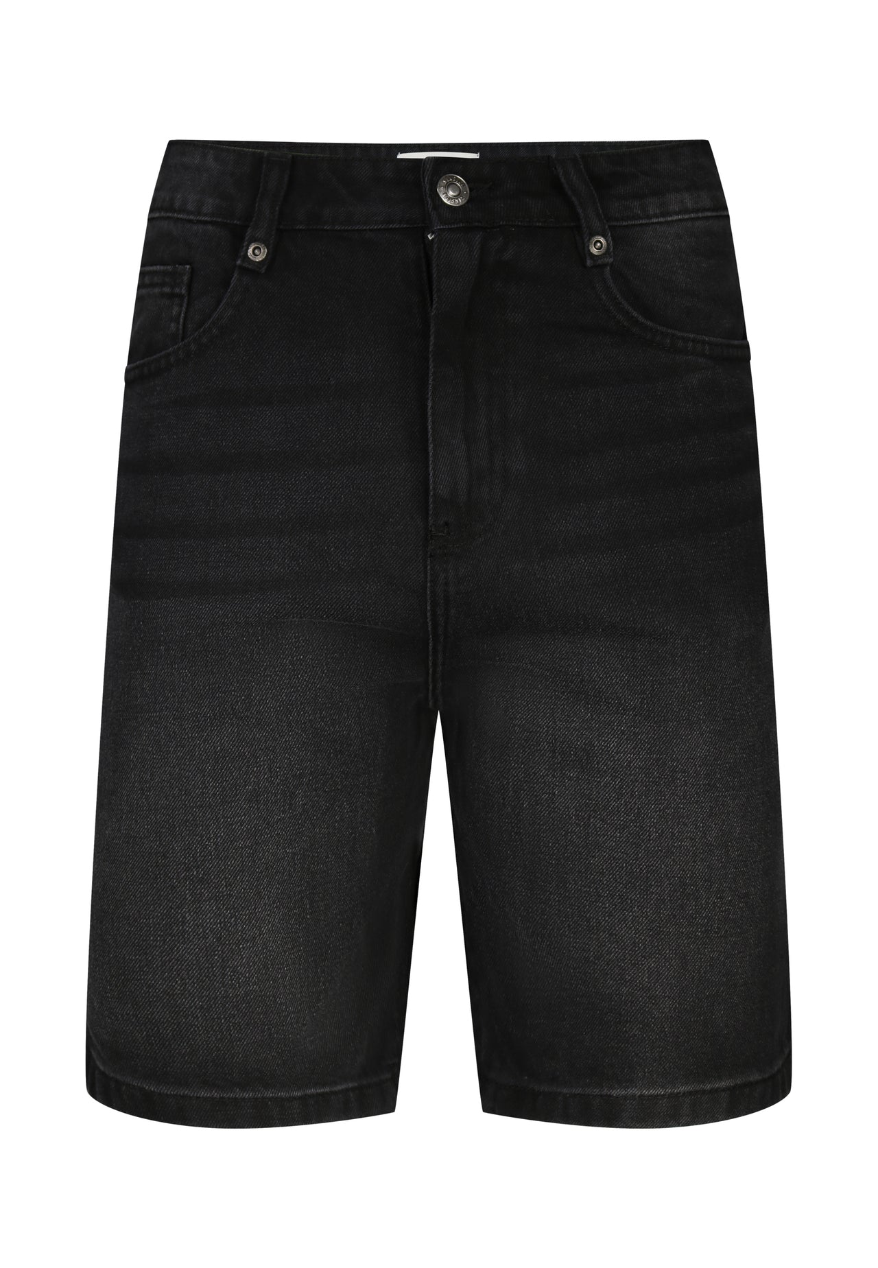 Washed Black Denim Shorts (5)