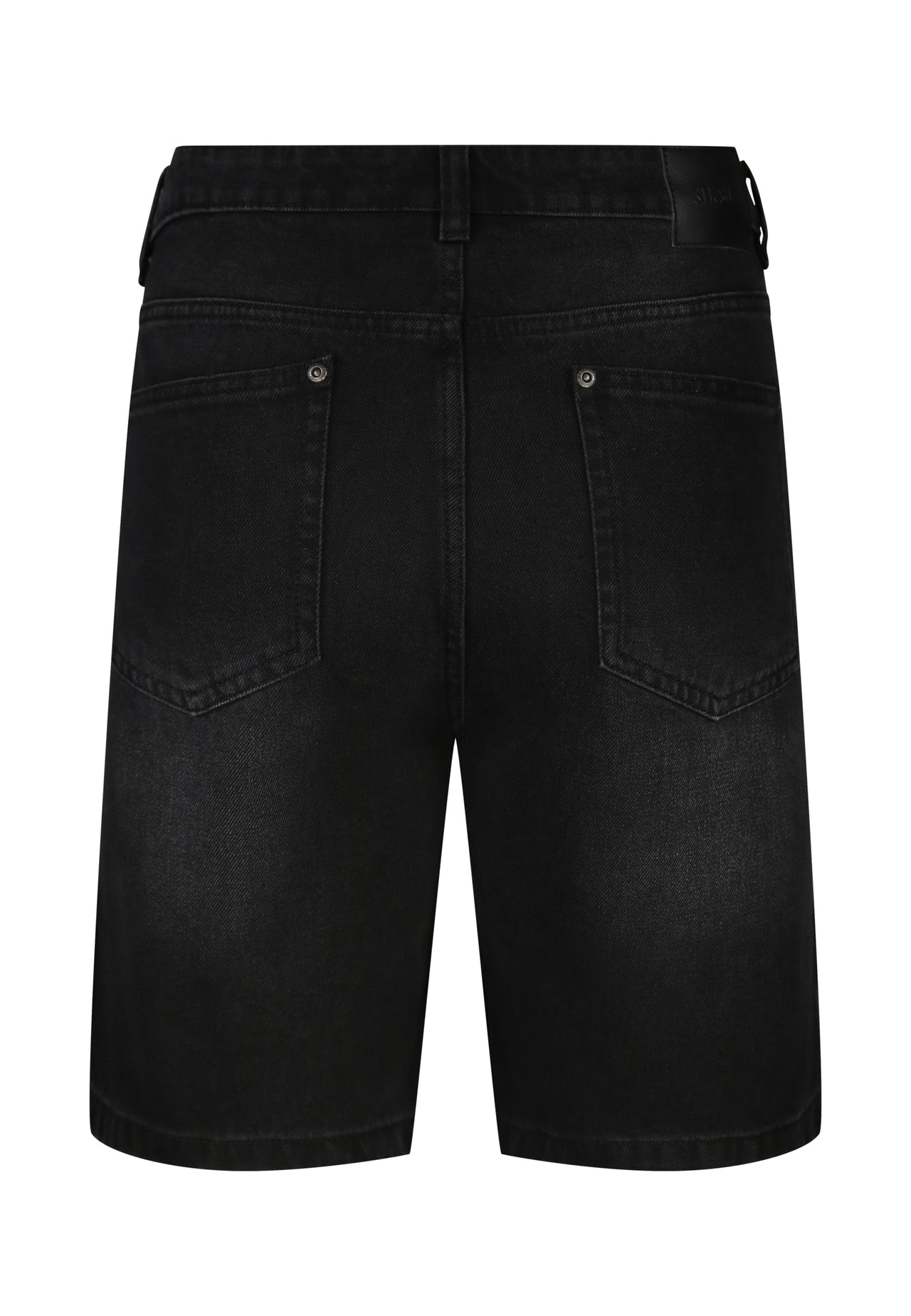 Washed Black Denim Shorts (6)