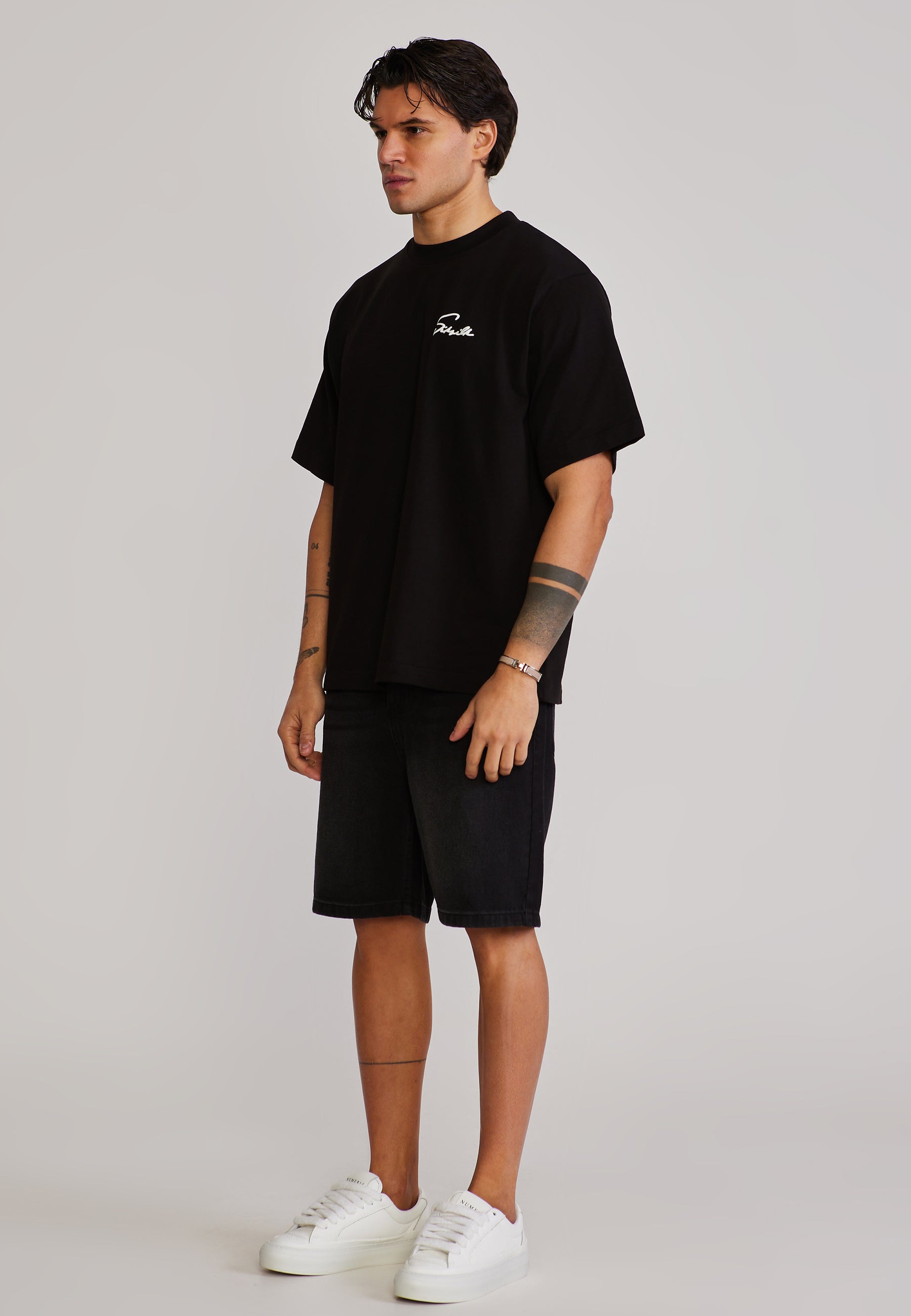 SikSilk Mens Washed Black Denim Shorts | SikSilk US
