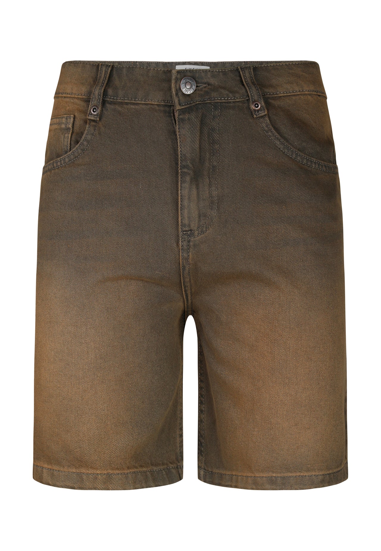 Washed Brown Denim Shorts (5)