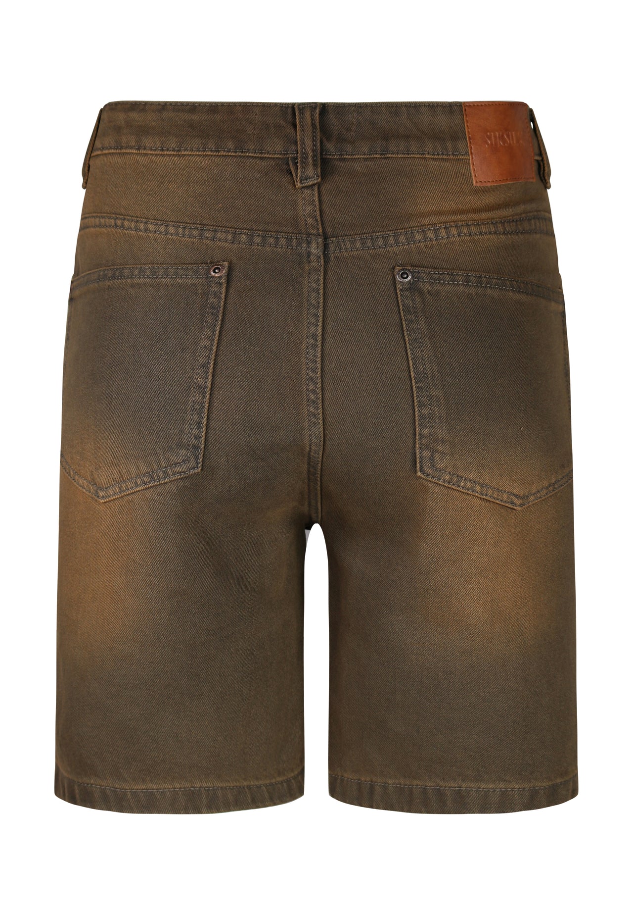 Washed Brown Denim Shorts (6)